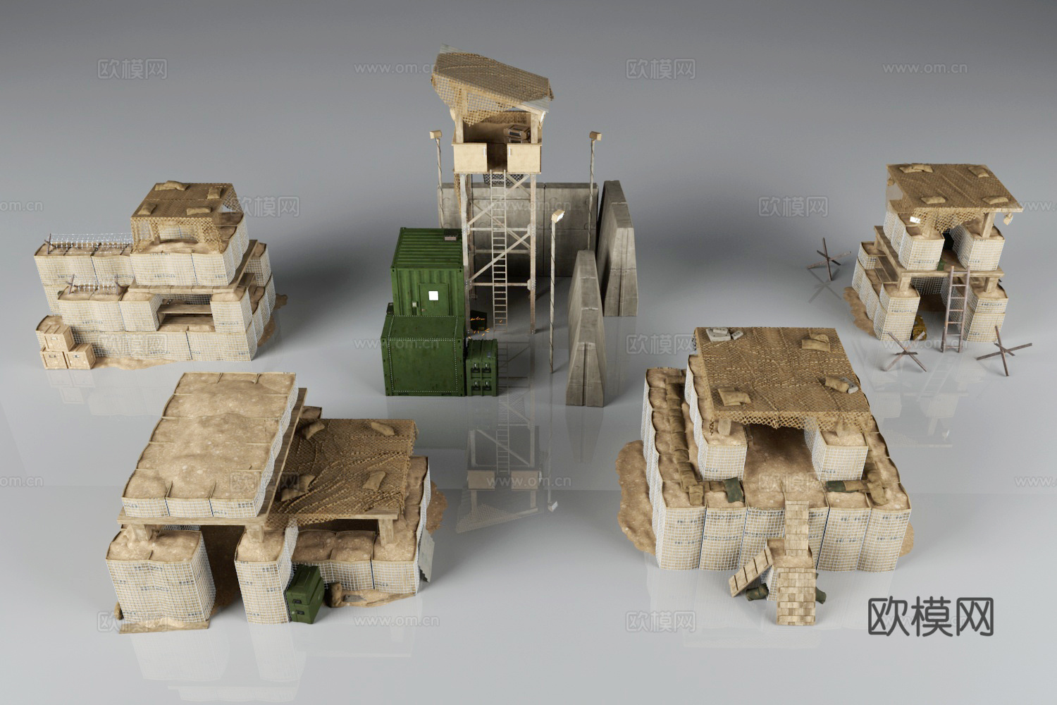 前哨 防御炮楼 哨站 军事防御3d模型下载