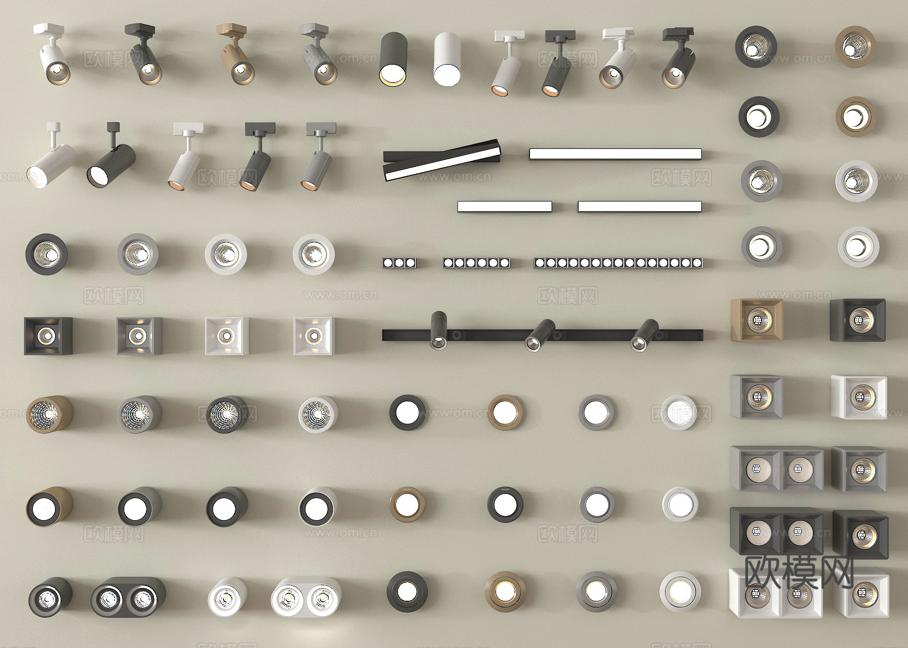 现代筒灯射灯 嵌入式筒灯射灯3d模型下载