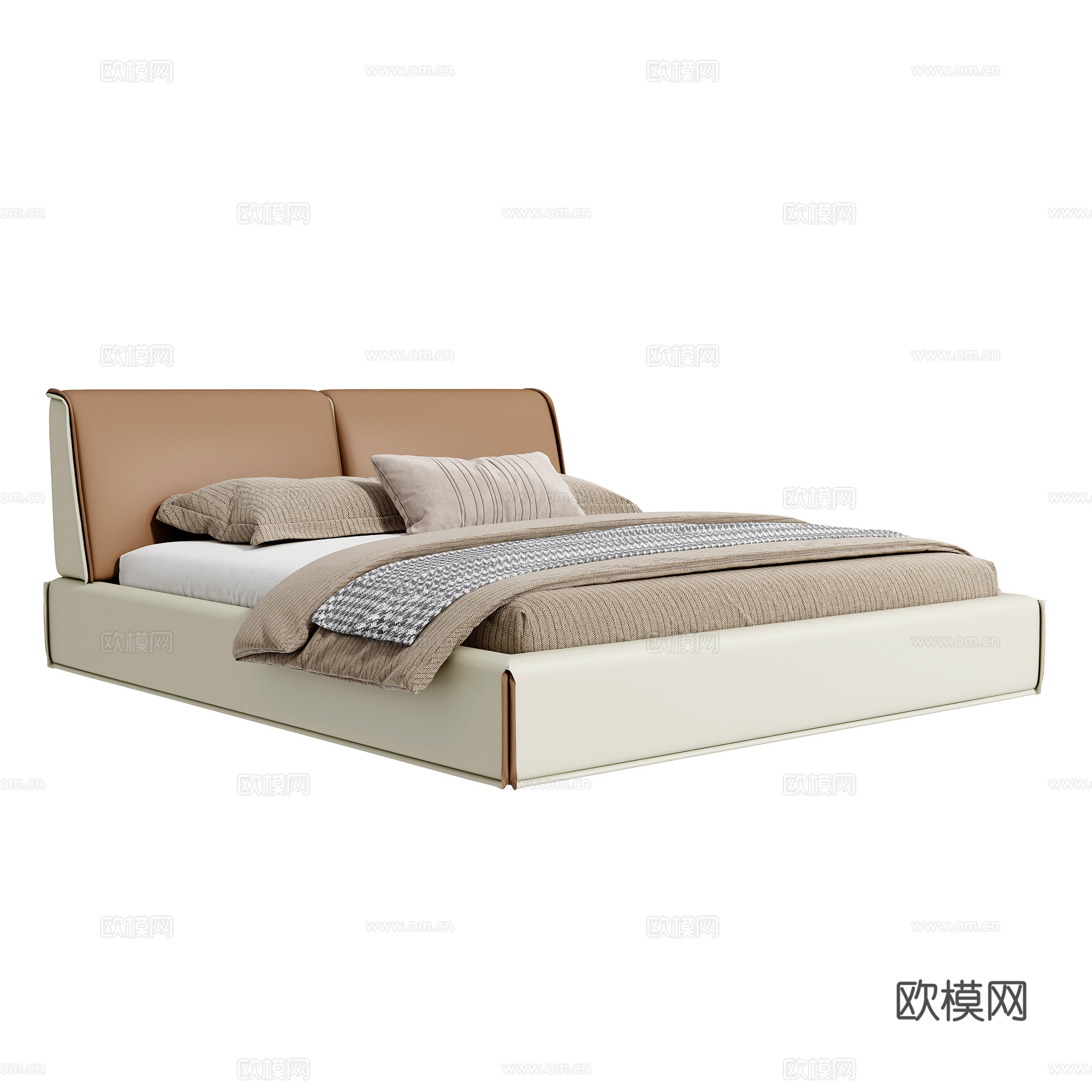 现代双人床3d模型下载