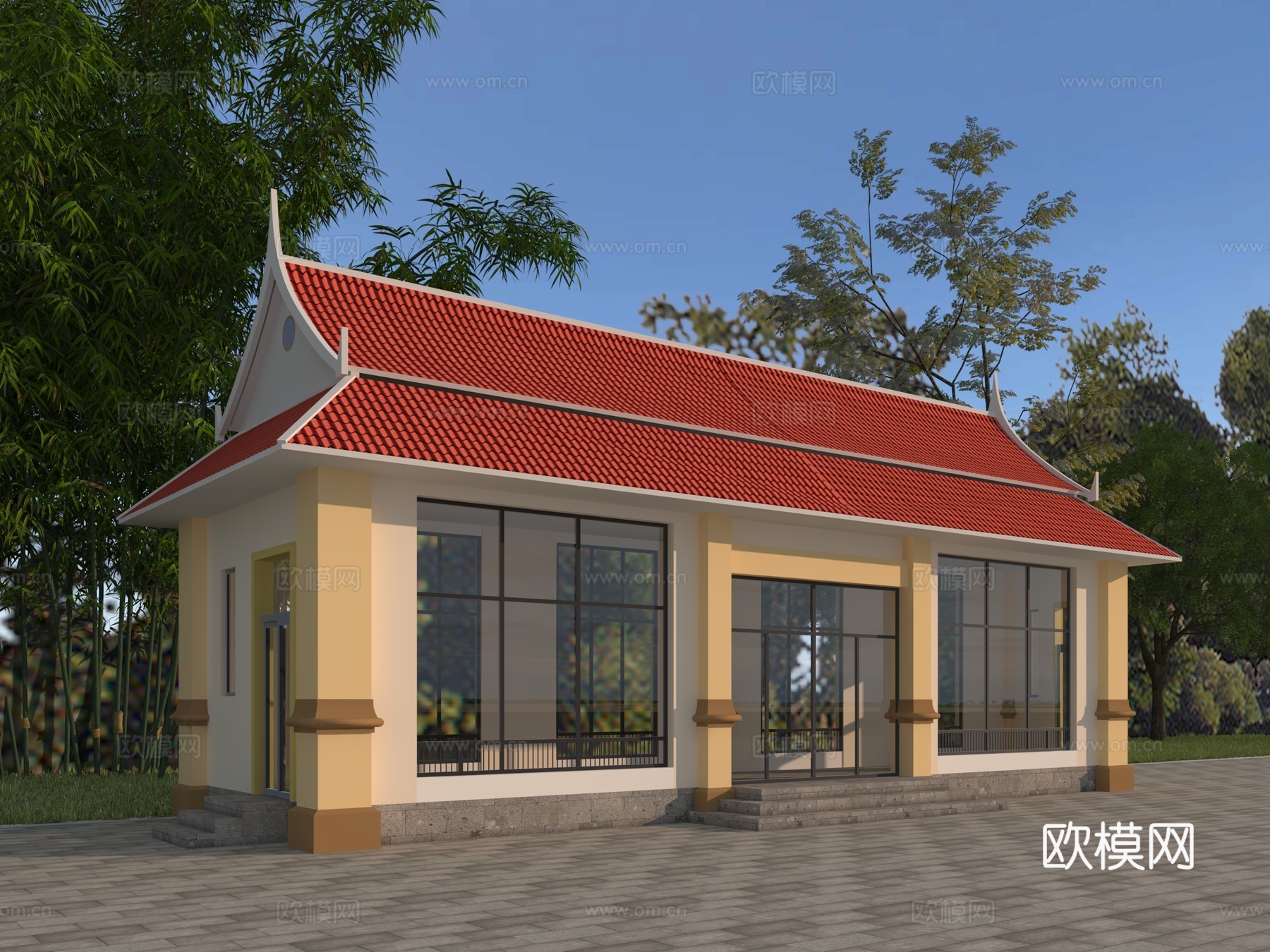 傣族风格超市3d模型下载（渲染图1）