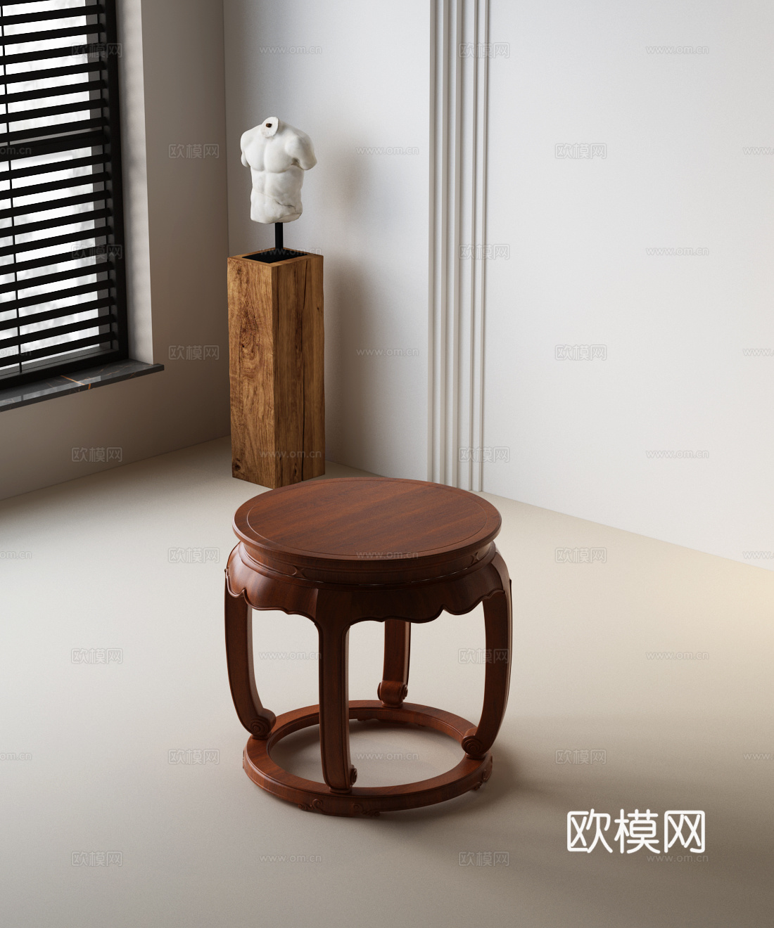 新中式鼓凳3d模型