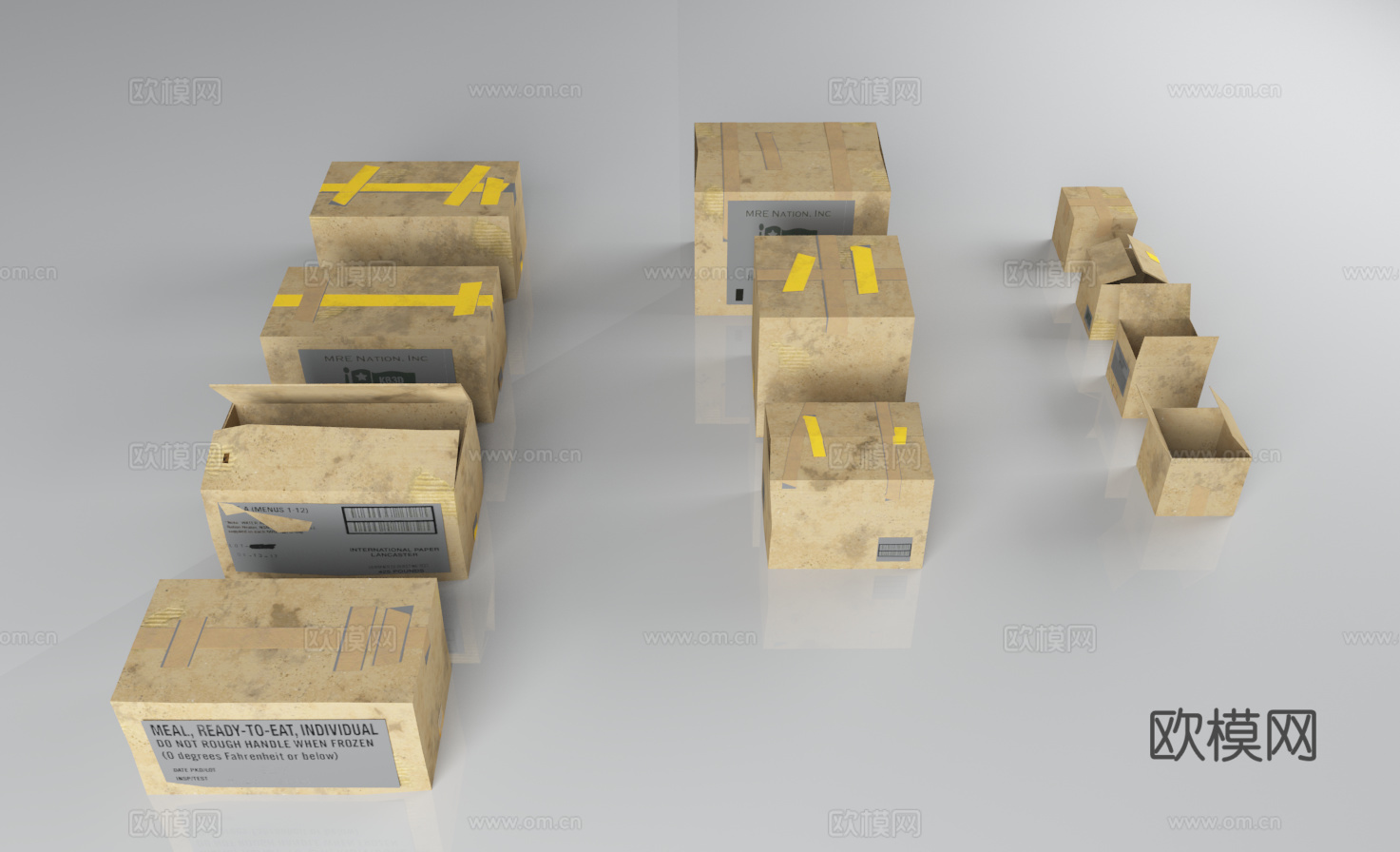 箱子 纸壳箱子 包装箱子3d模型