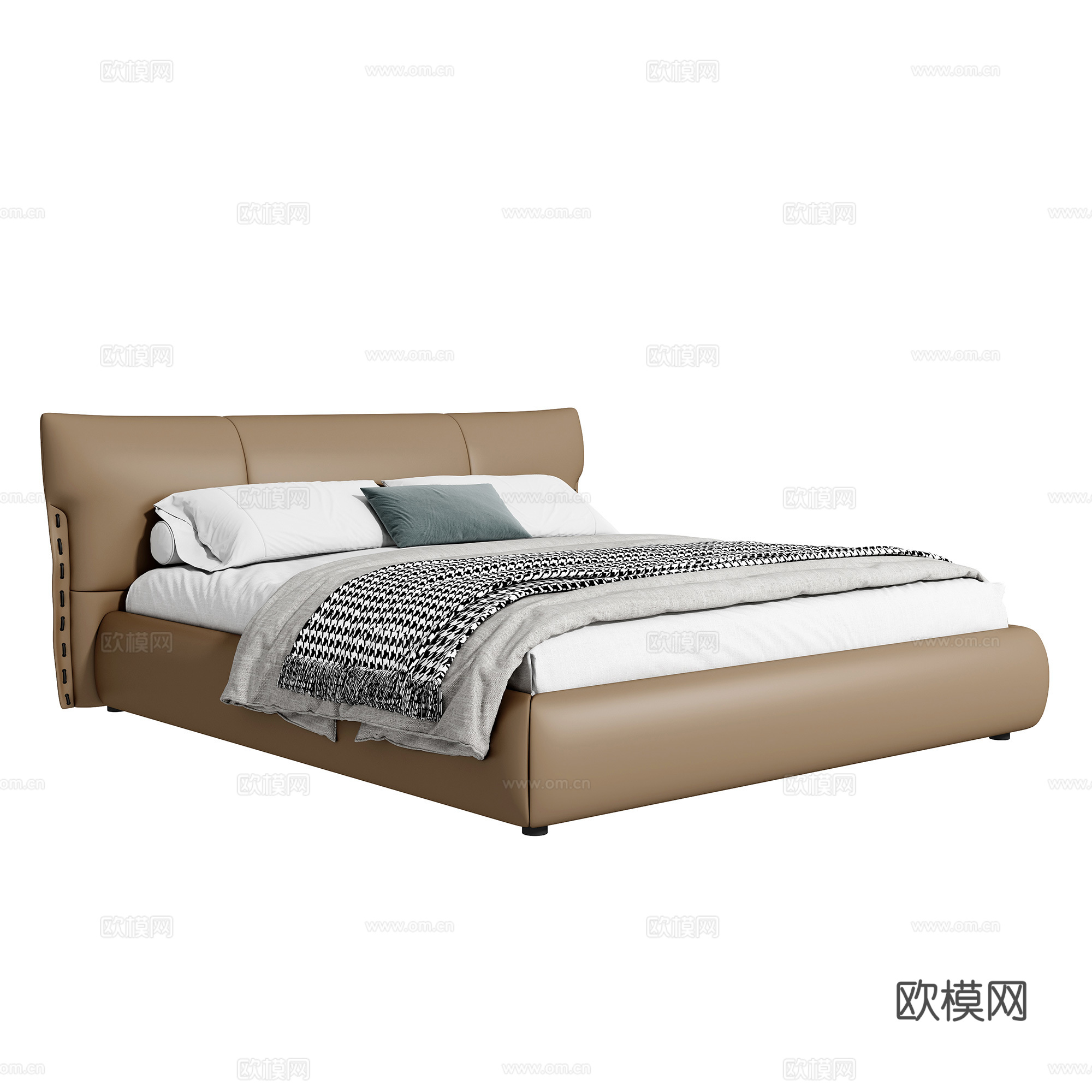 现代双人床3d模型下载