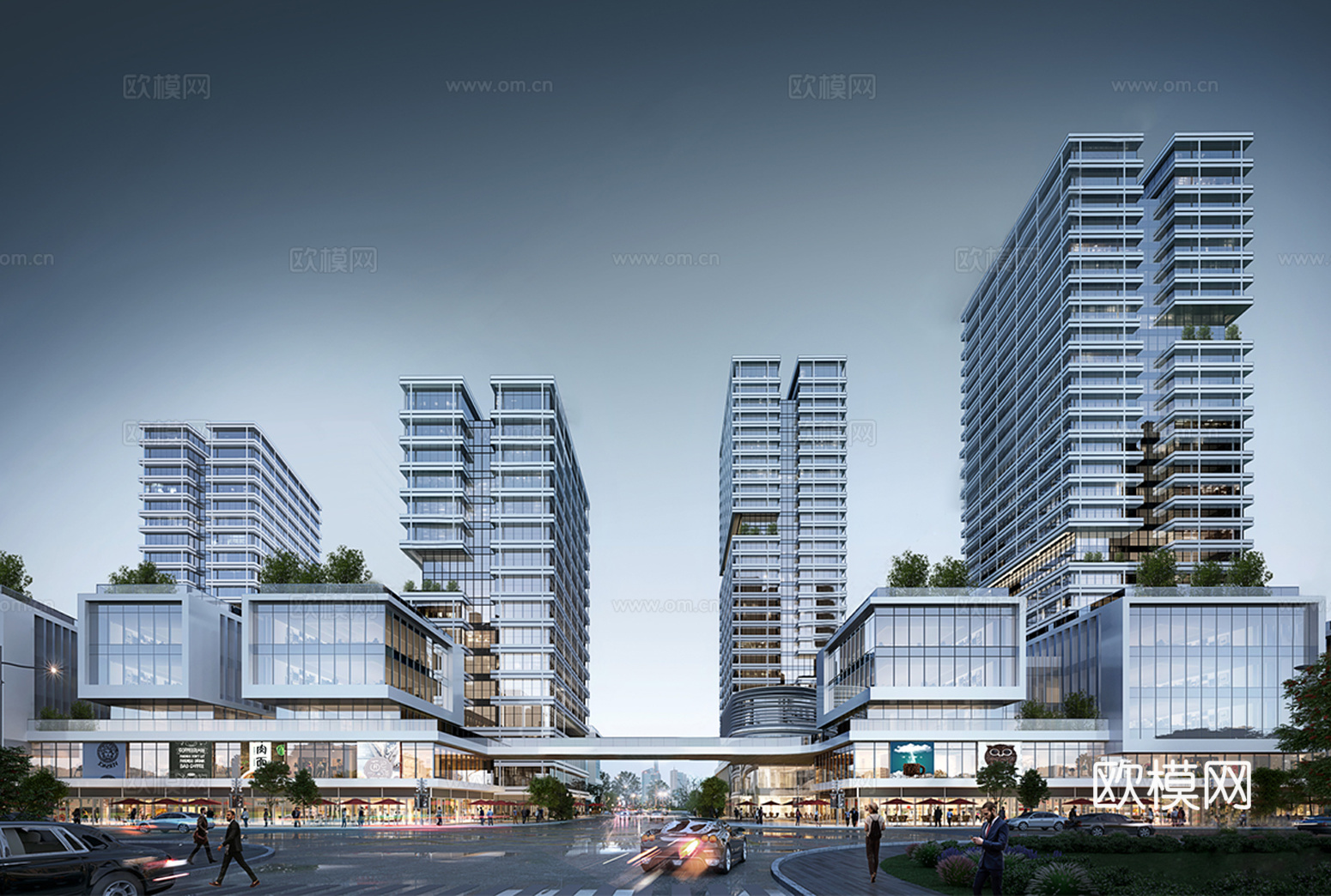 办公楼写字楼建筑 商住外观建筑 综合商业体su模型