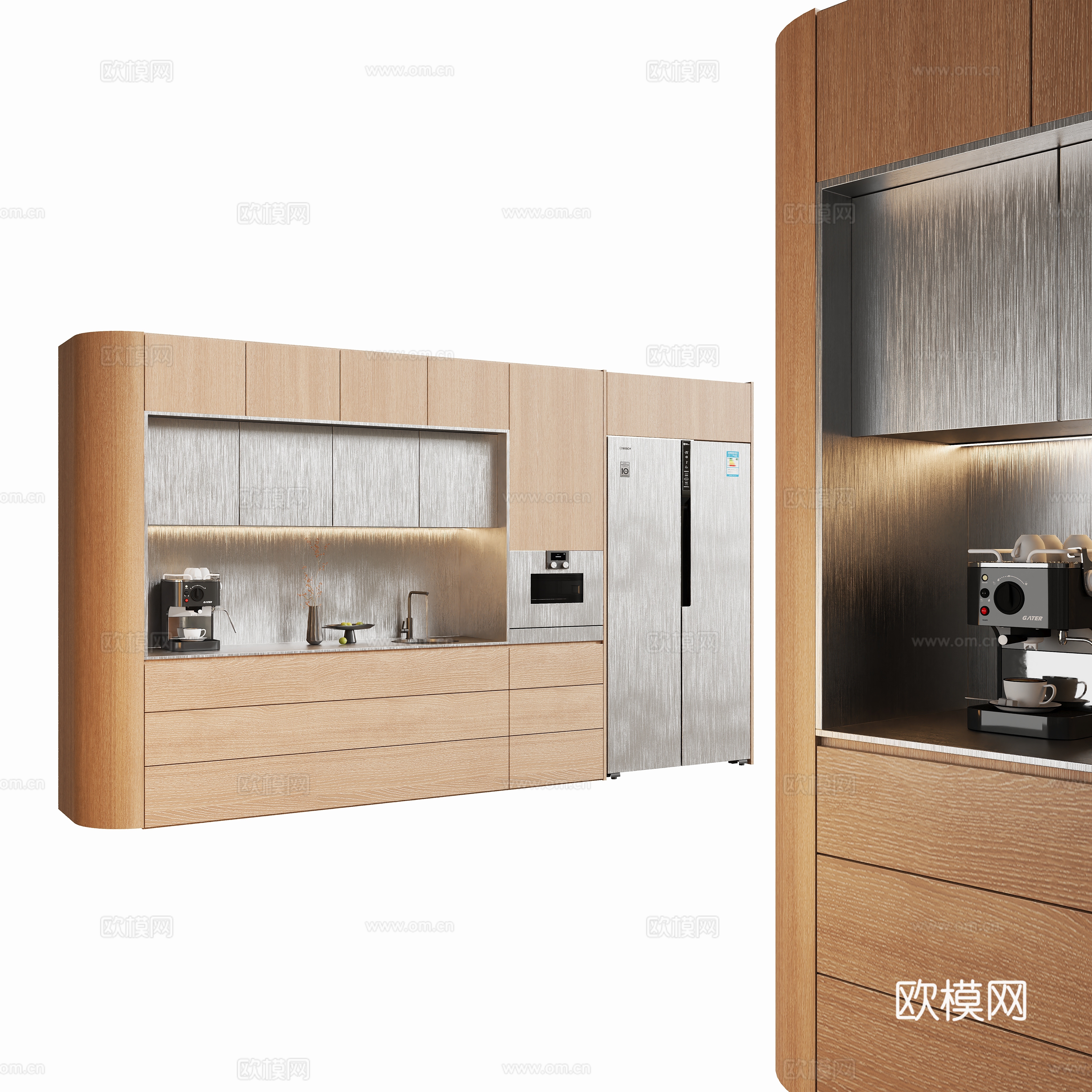现代西橱柜餐边高柜su模型
