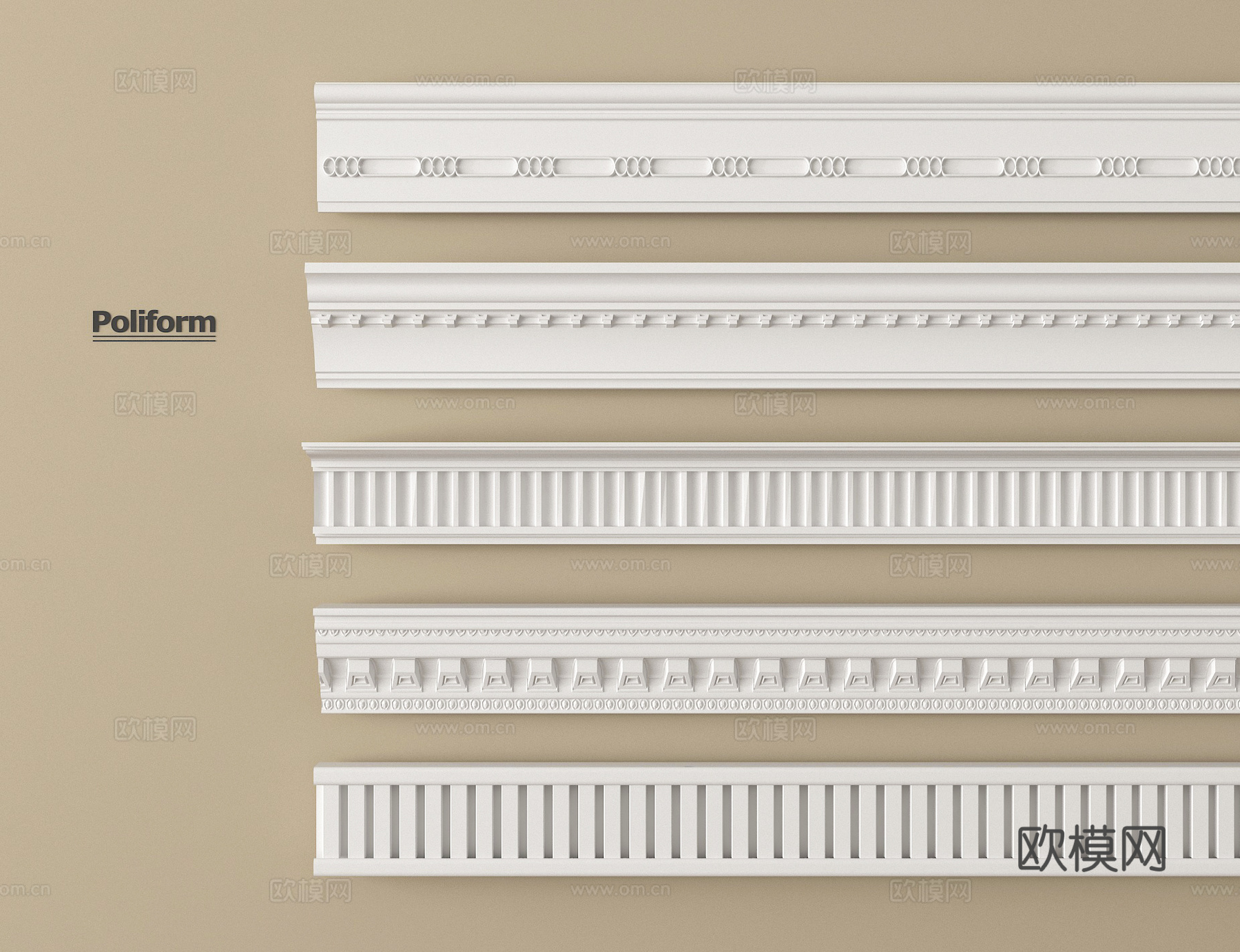 法式石膏线 石膏线条3d模型下载