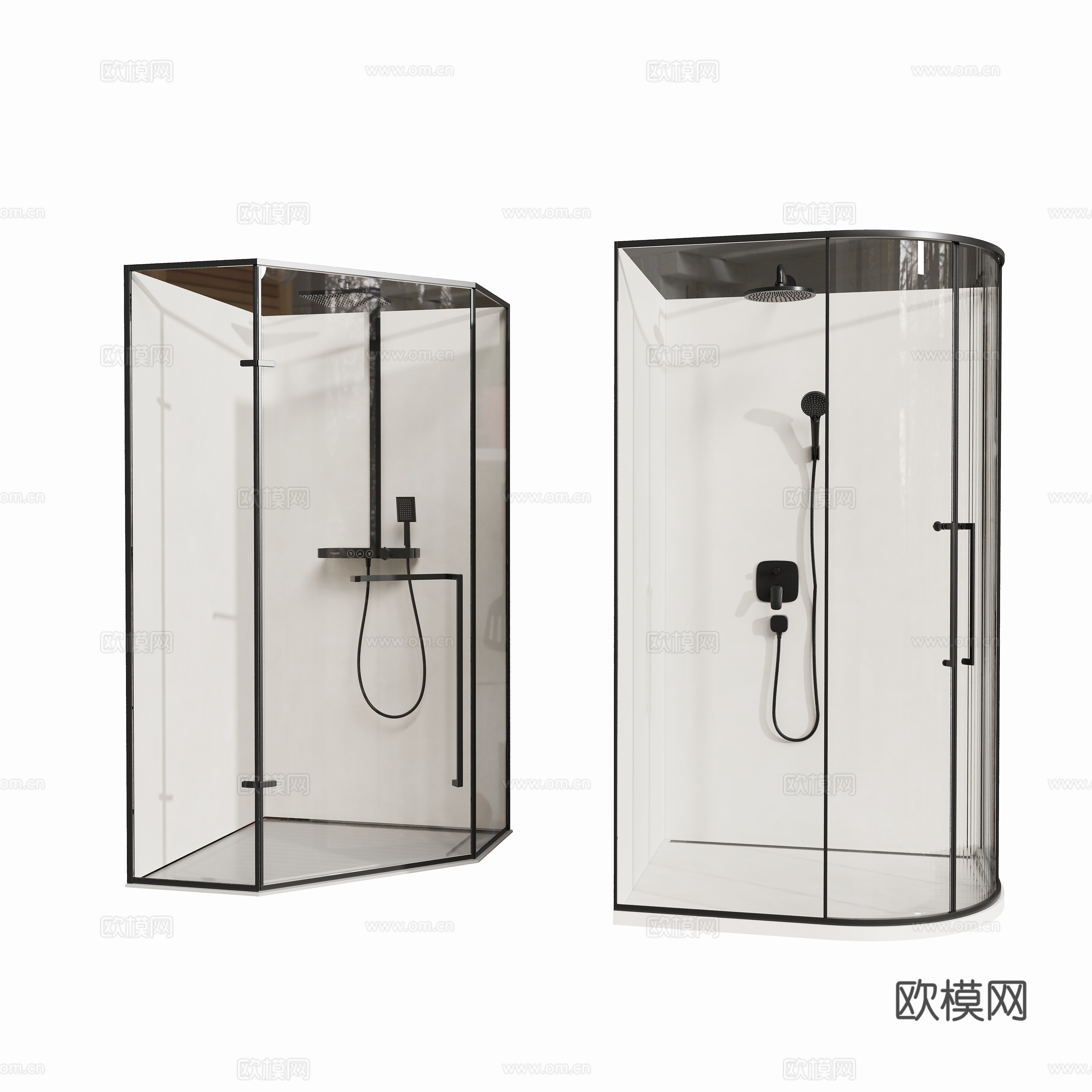 现代卫生沐浴间玻璃房su模型
