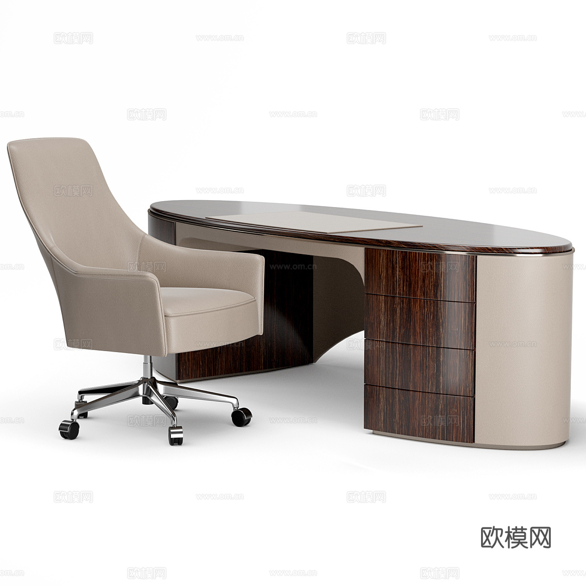 现代意式办公桌椅3d模型下载（渲染图1）