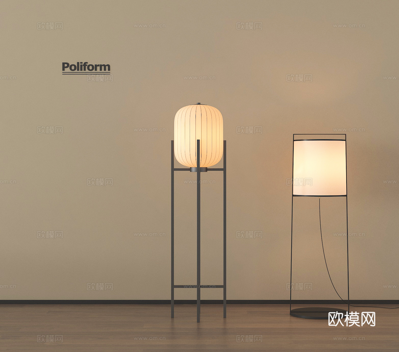 新中式落地灯su模型下载（渲染图1）