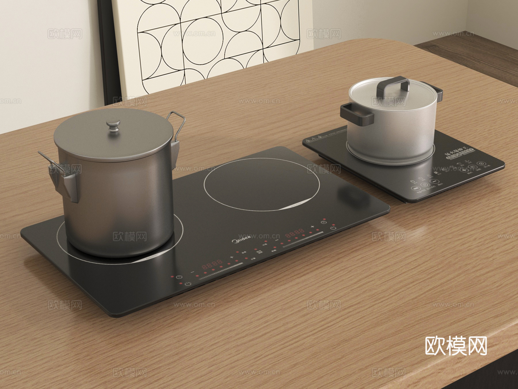 现代电磁炉 无烟灶 锅具 灶具su模型