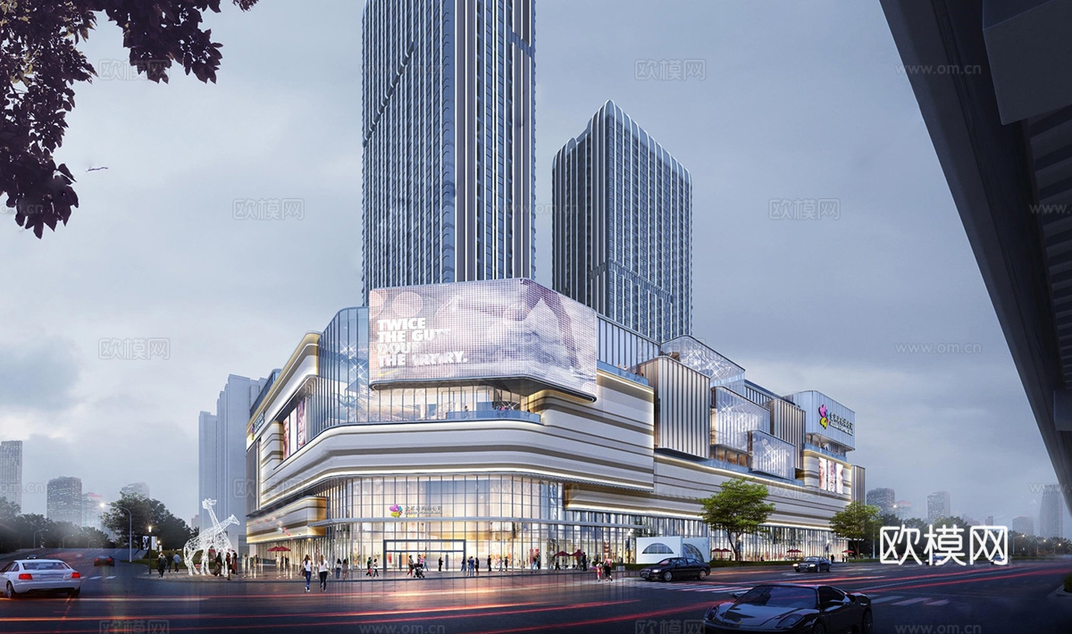 现代商业裙楼 商业综合体 办公楼写字楼建筑su模型
