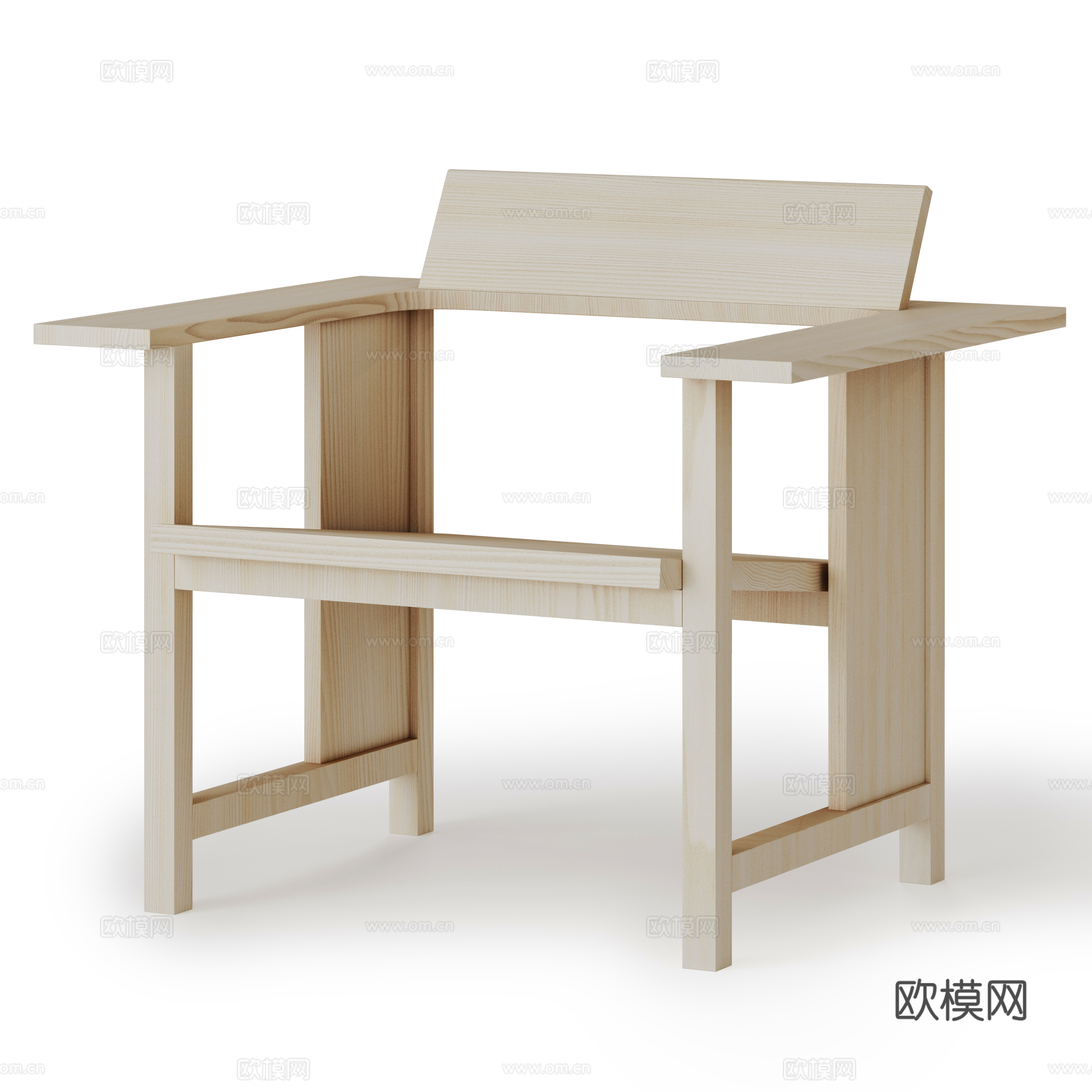 新中式原木风户外休闲桌椅3d模型下载（渲染图3）