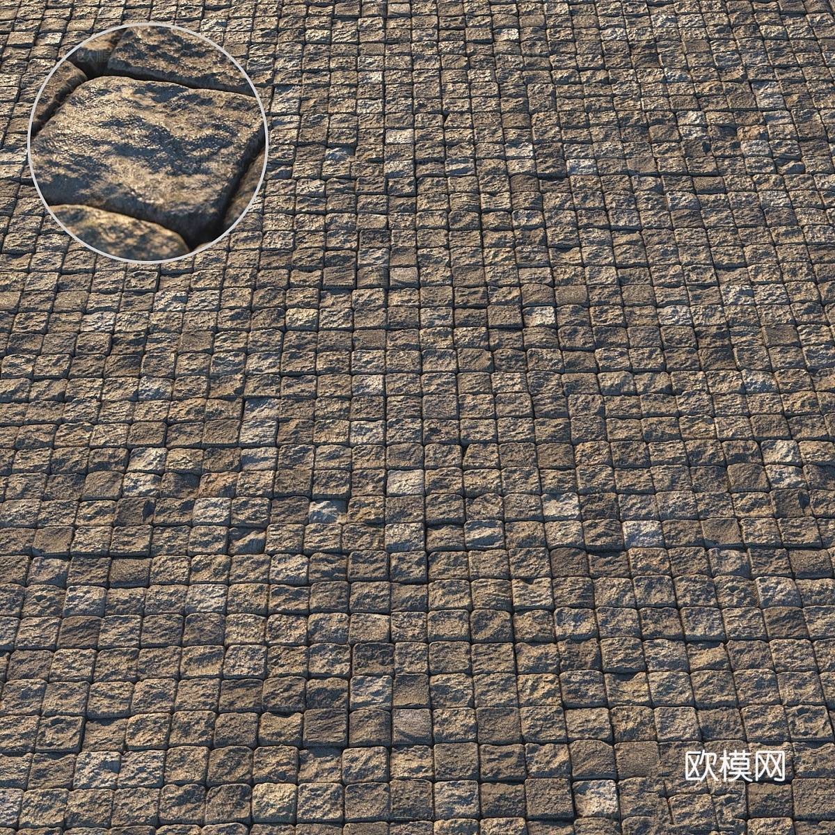 方形铺路石材料 023d模型下载