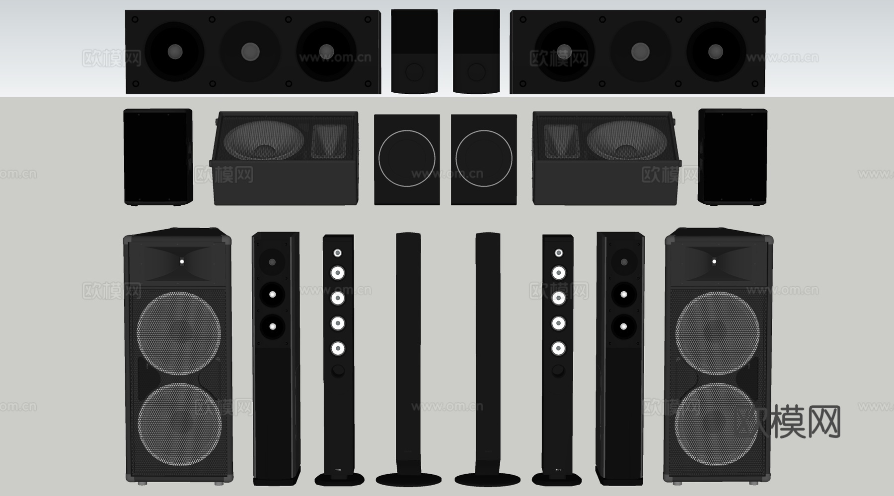 现代落地音响 壁挂音箱 扩音器su模型