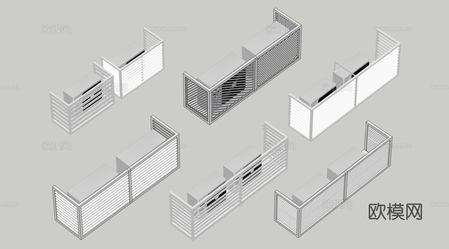 现代空调机位装饰架 空调外机装饰 空调位护栏su模型