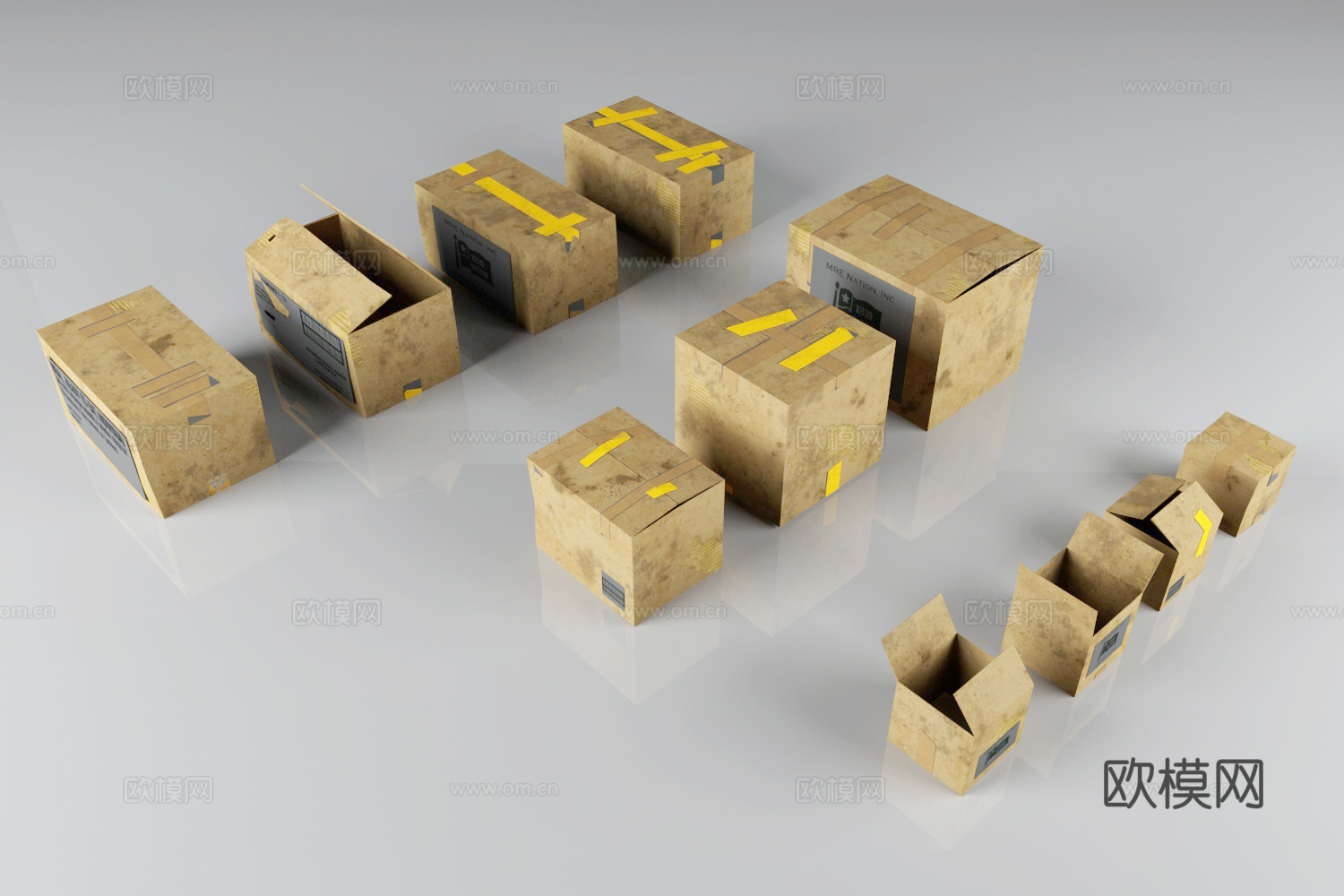 箱子 纸壳箱子 包装箱子3d模型