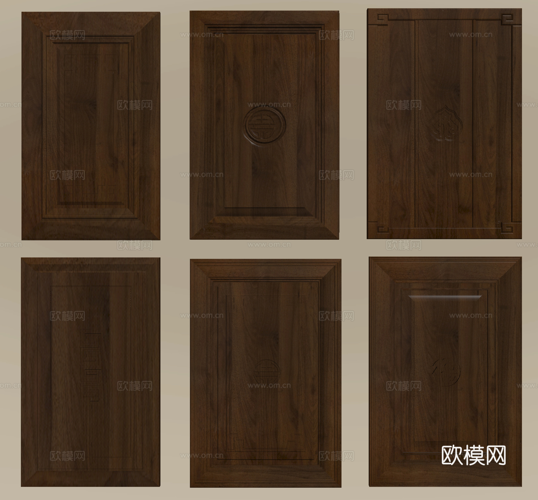 新中式柜门 门板su模型