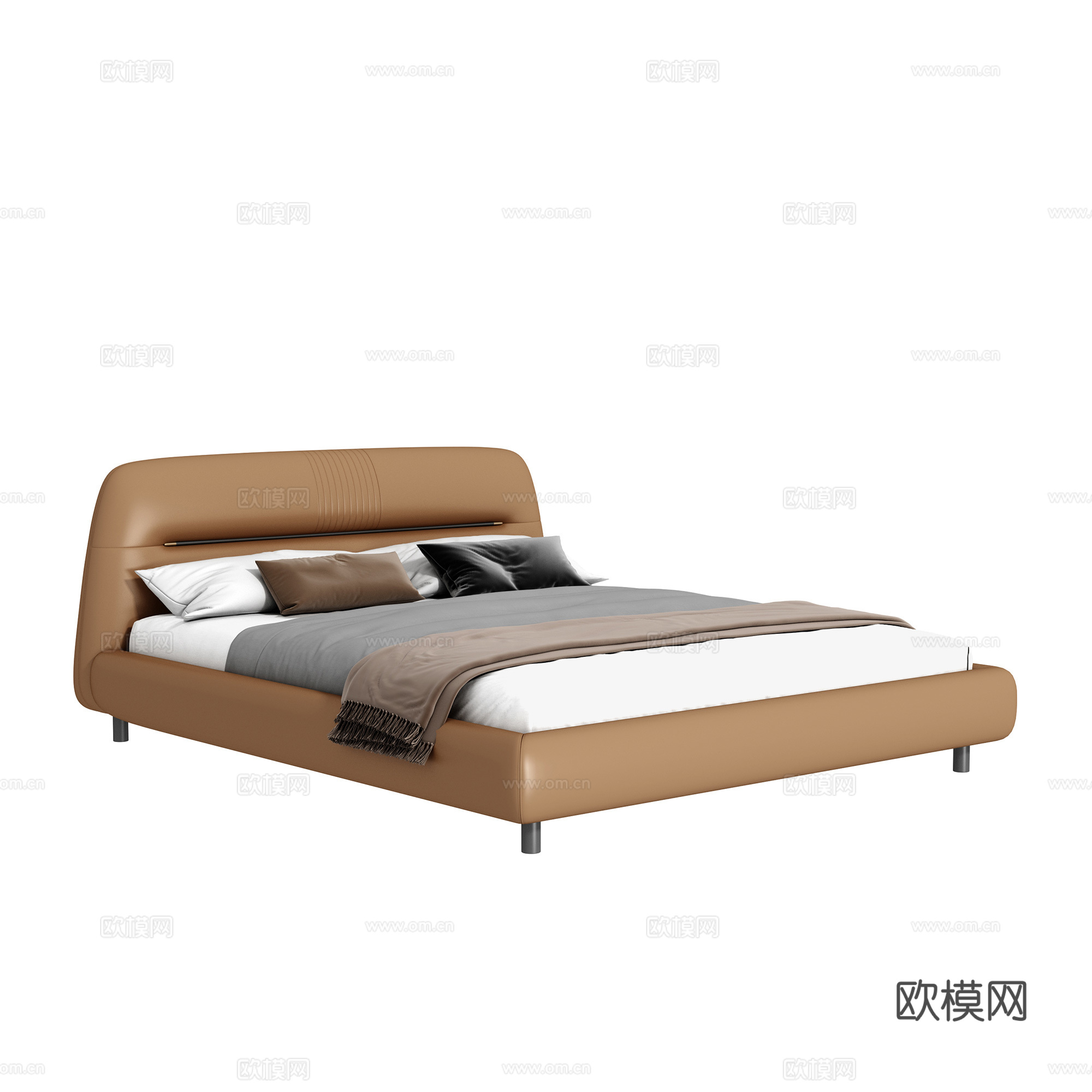 现代双人床3d模型下载