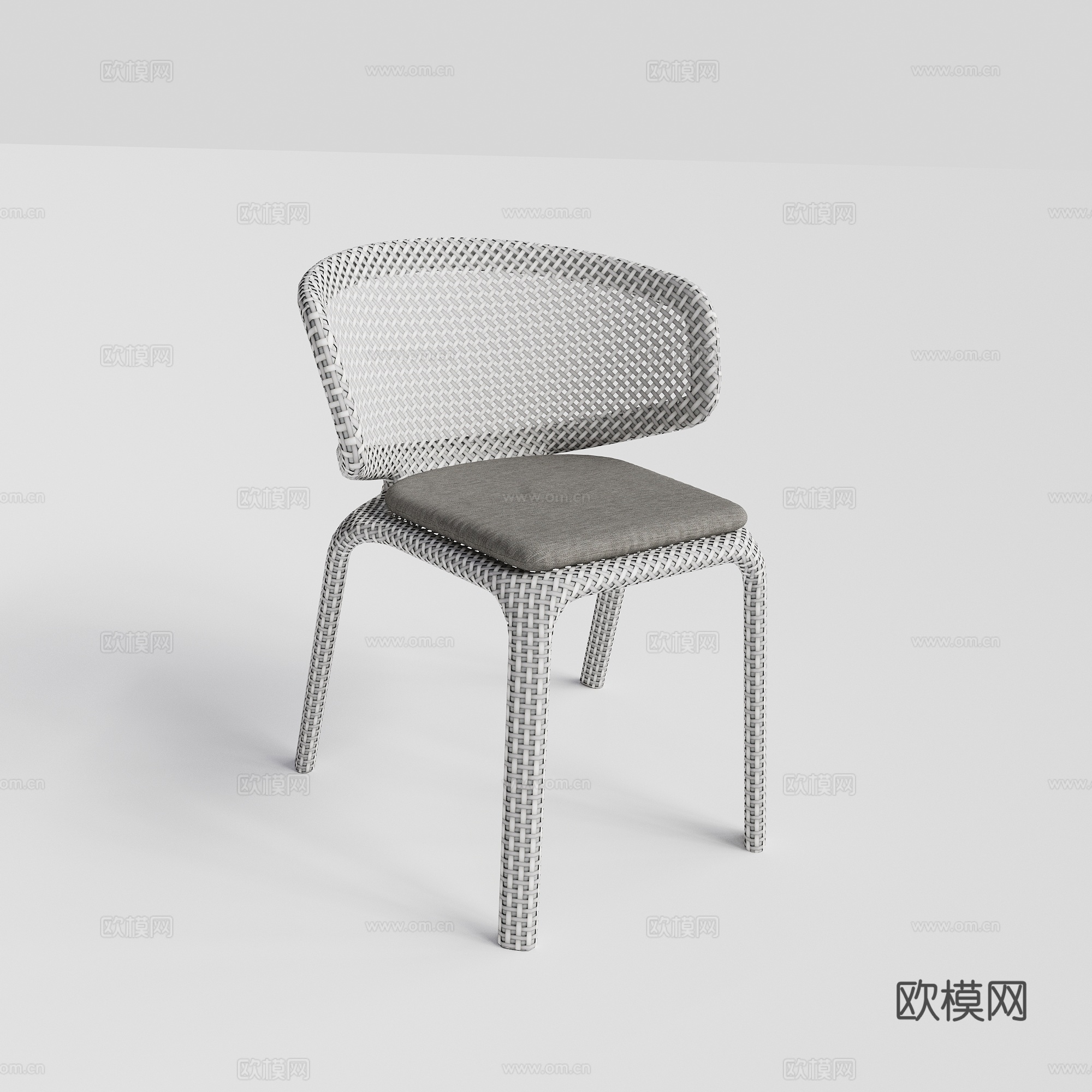 DEDON - 现代户外椅 藤编椅 餐椅组合3d模型