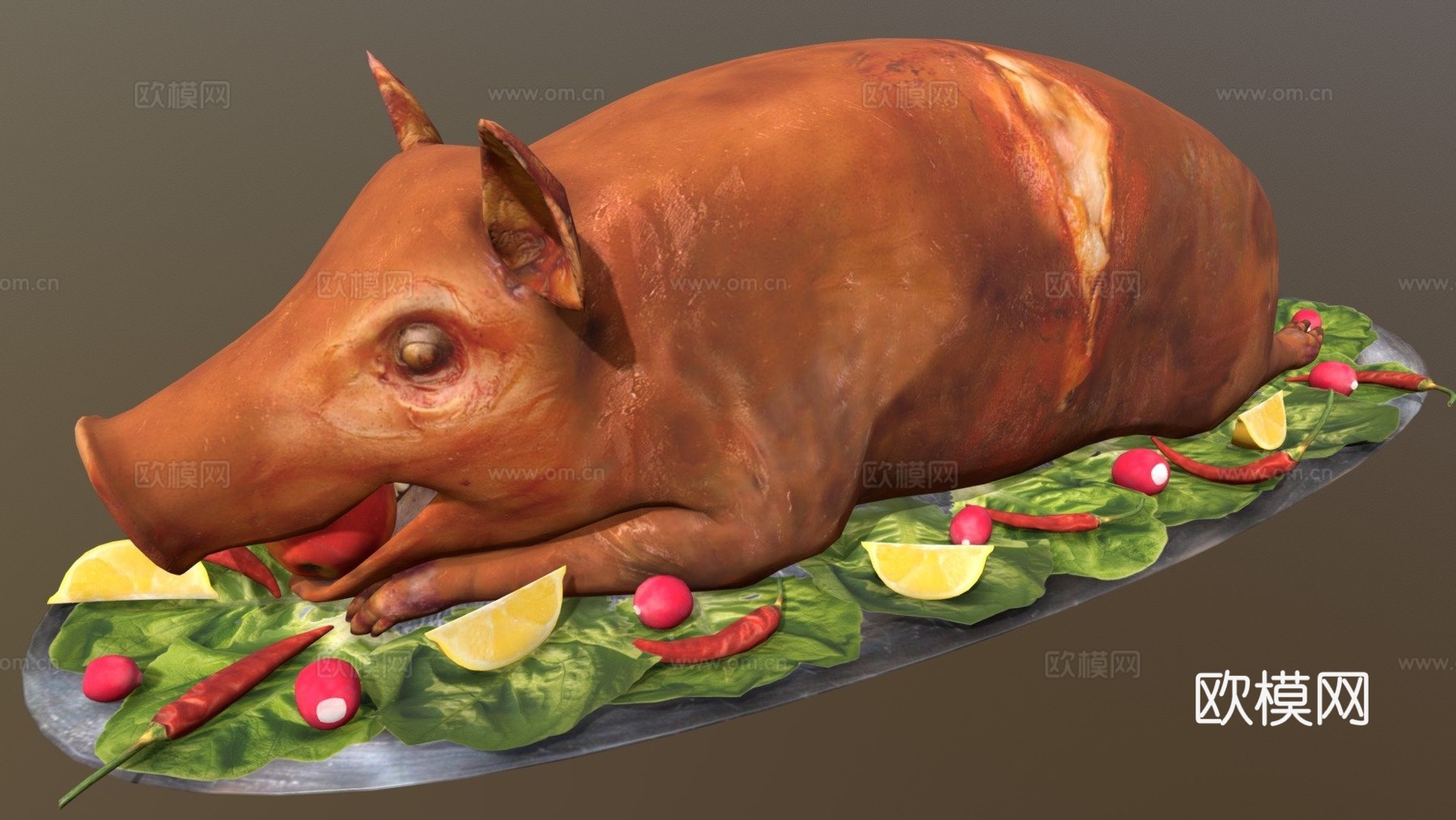 烤全猪3d模型下载（渲染图1）