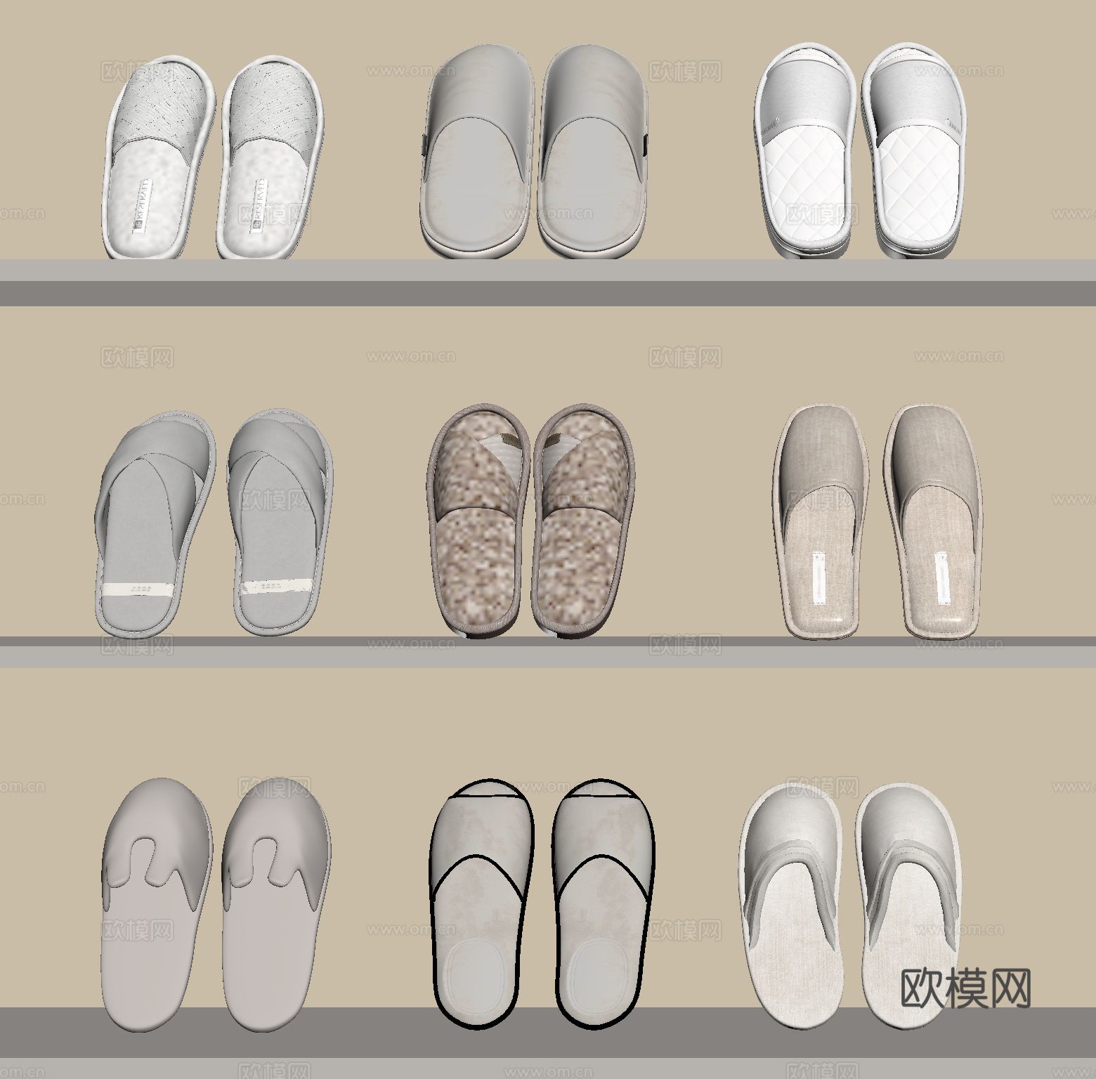现代鞋子 拖鞋su模型
