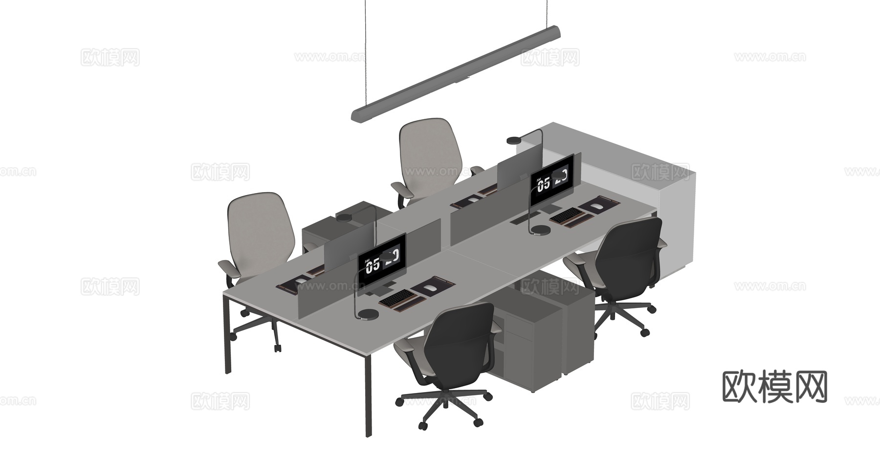 现代办公桌椅 员工工位su模型
