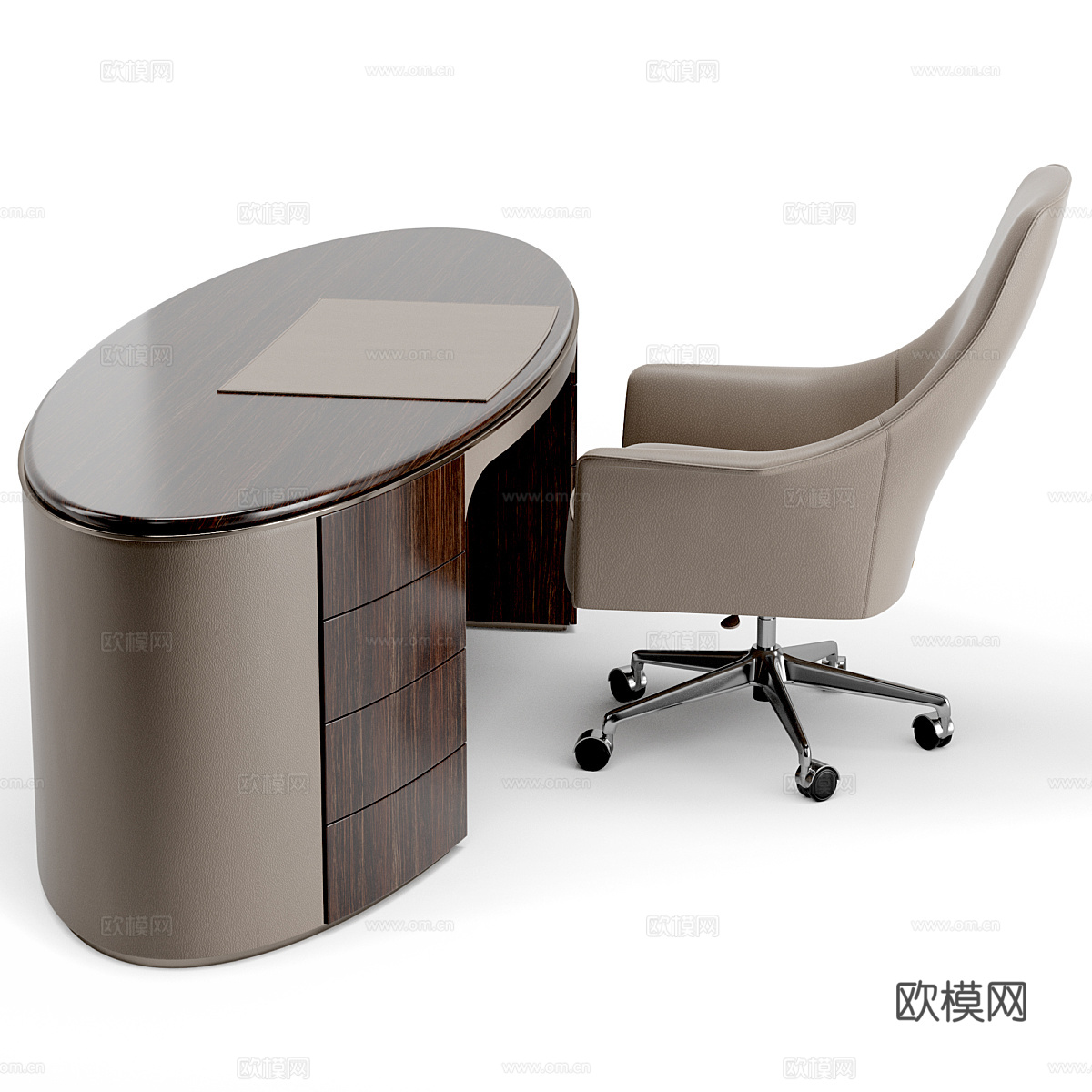 现代意式办公桌椅3d模型下载（渲染图3）