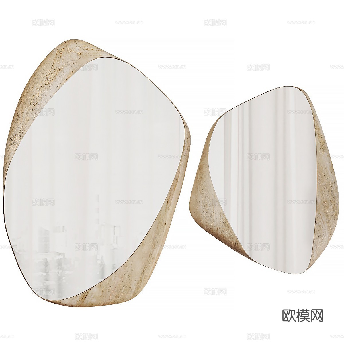 现代侘寂 KIRA 装饰镜子3d模型下载（渲染图1）