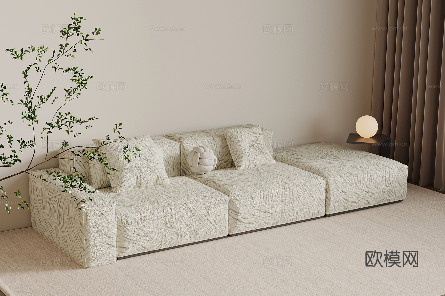 中古风多人沙发 休闲沙发3d模型下载