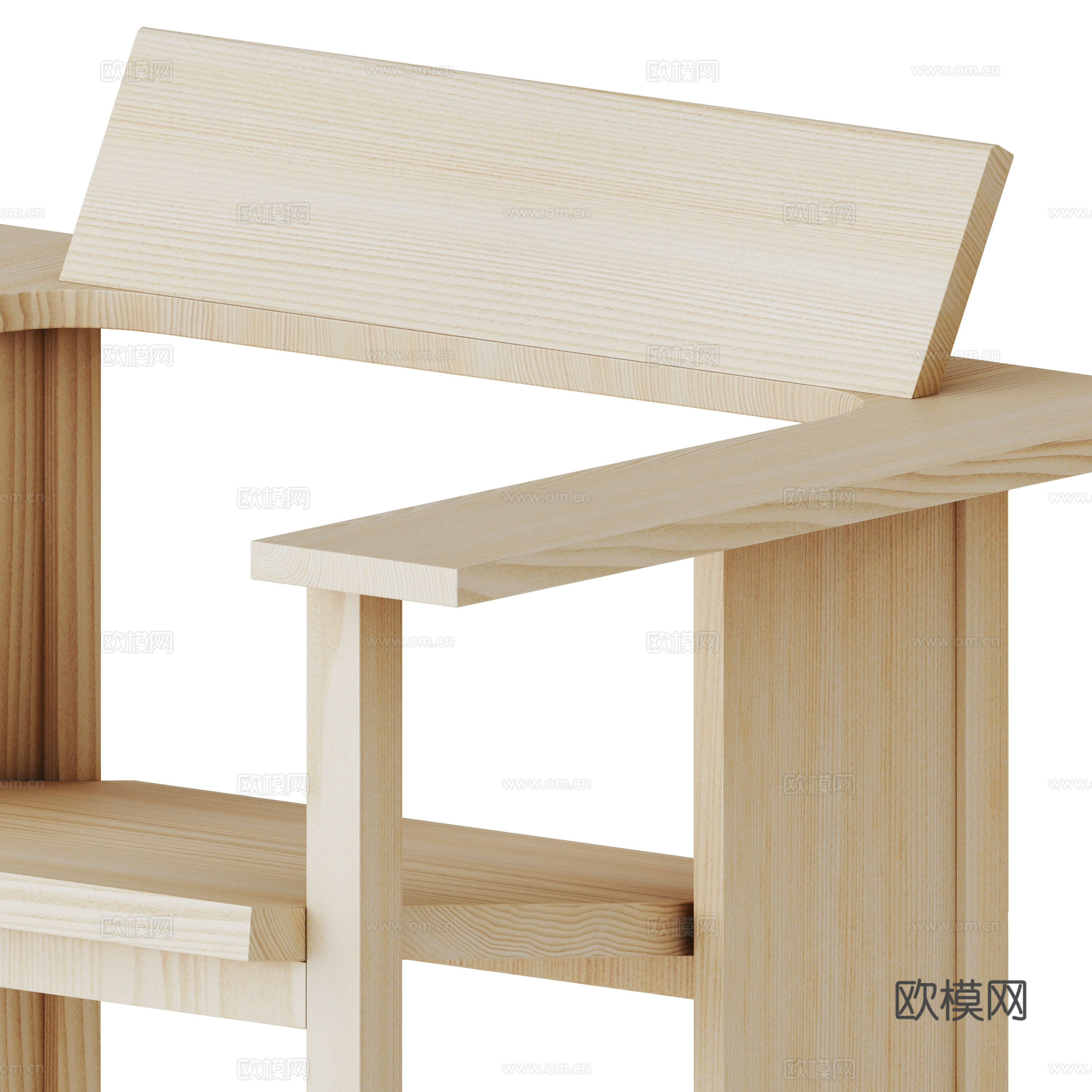 新中式原木风户外休闲桌椅3d模型下载（渲染图5）