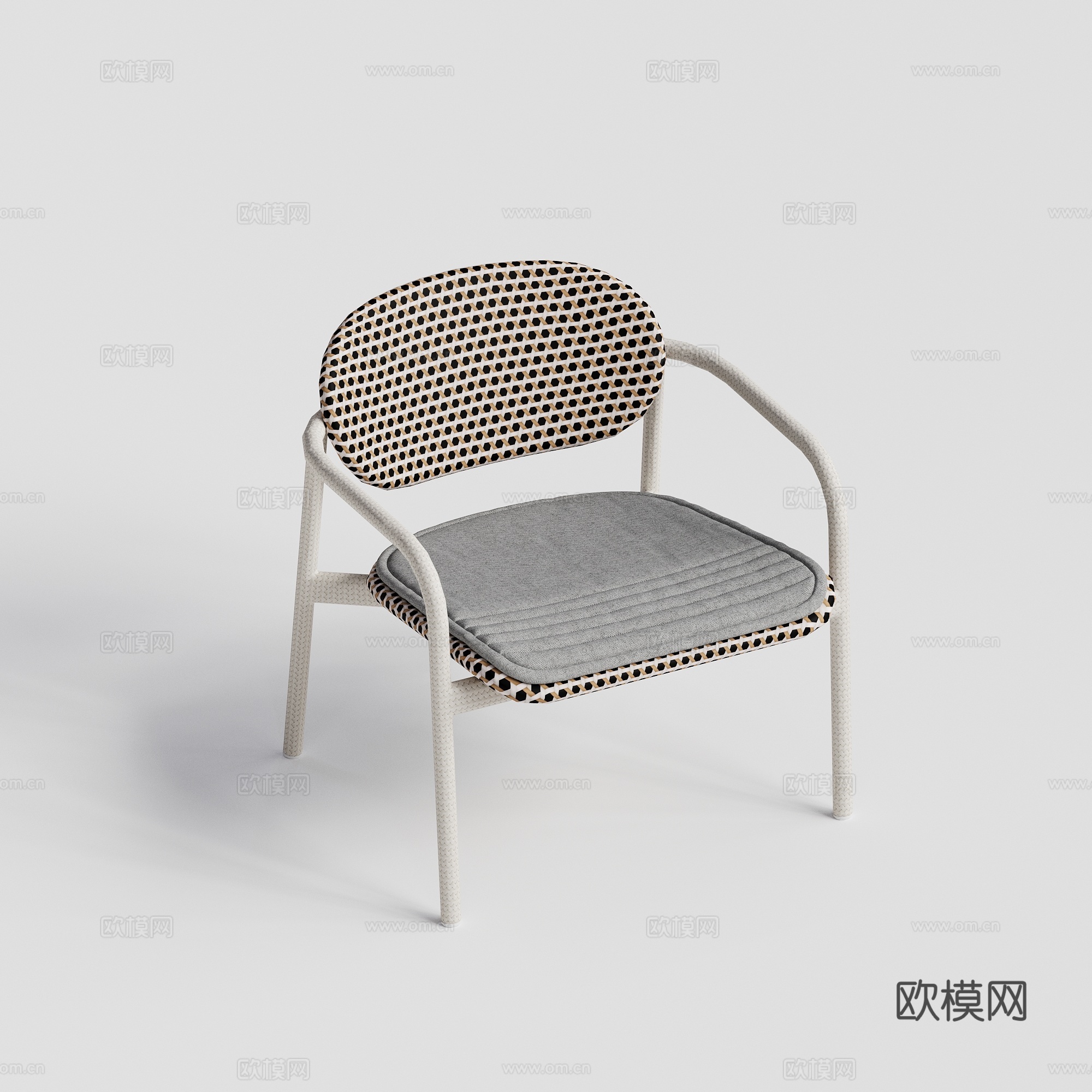 DEDON - 现代户外椅 单人椅 藤编椅 金属休闲椅组合3d模型