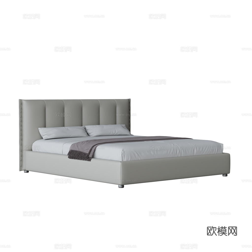 现代双人床3d模型下载