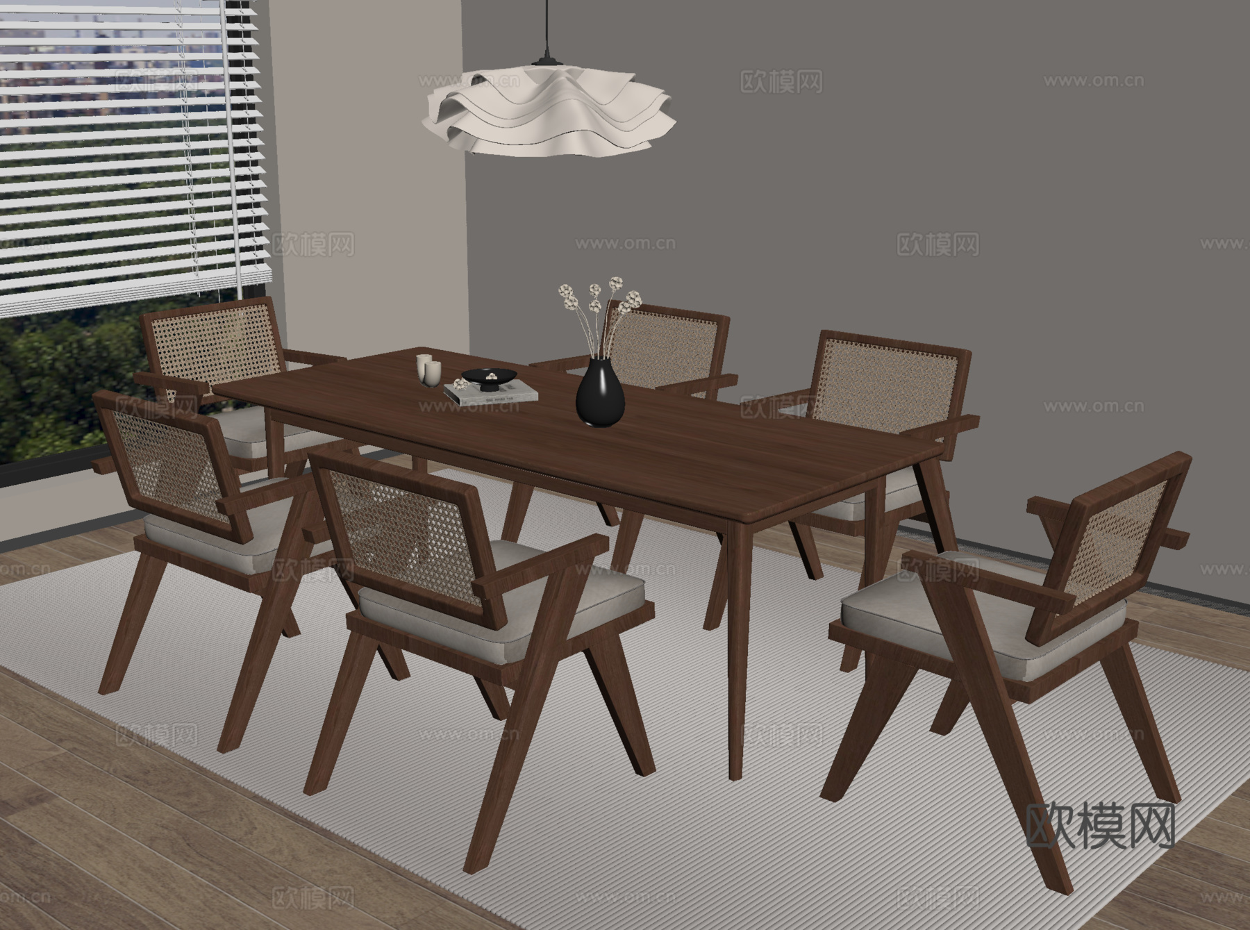 中古餐桌椅 餐桌椅 吊灯su模型