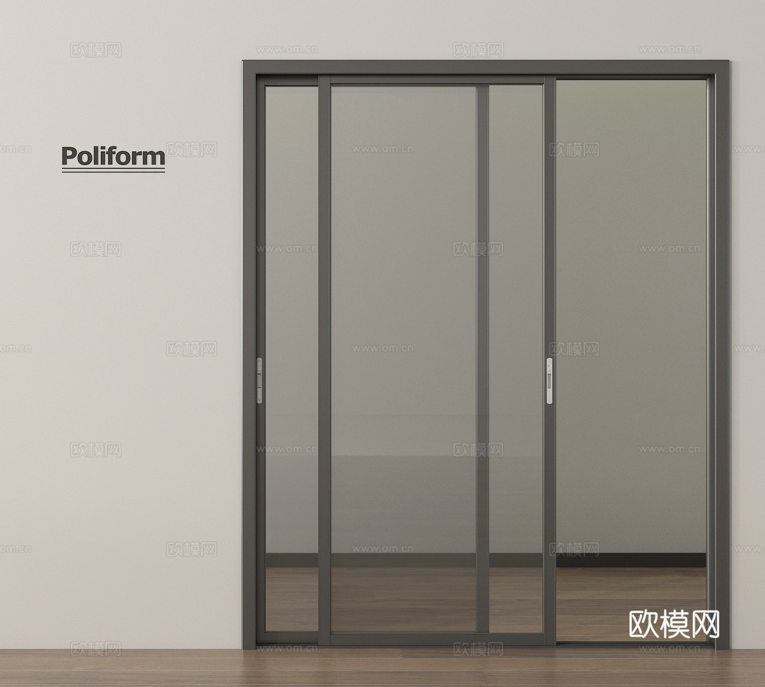 现代简约推拉门 玻璃推拉门su模型
