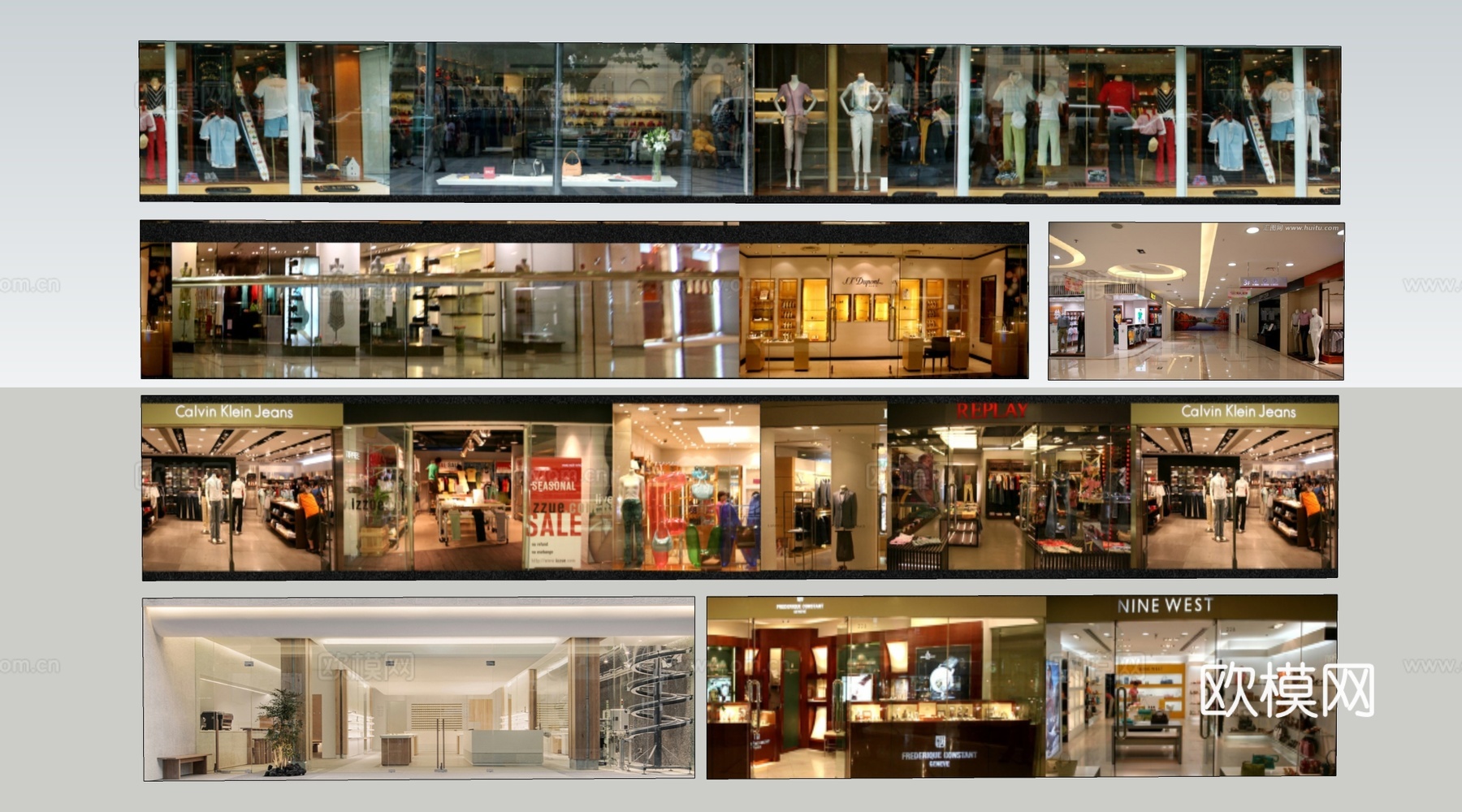 现代商铺内景 商场内景 商业内景贴图su模型