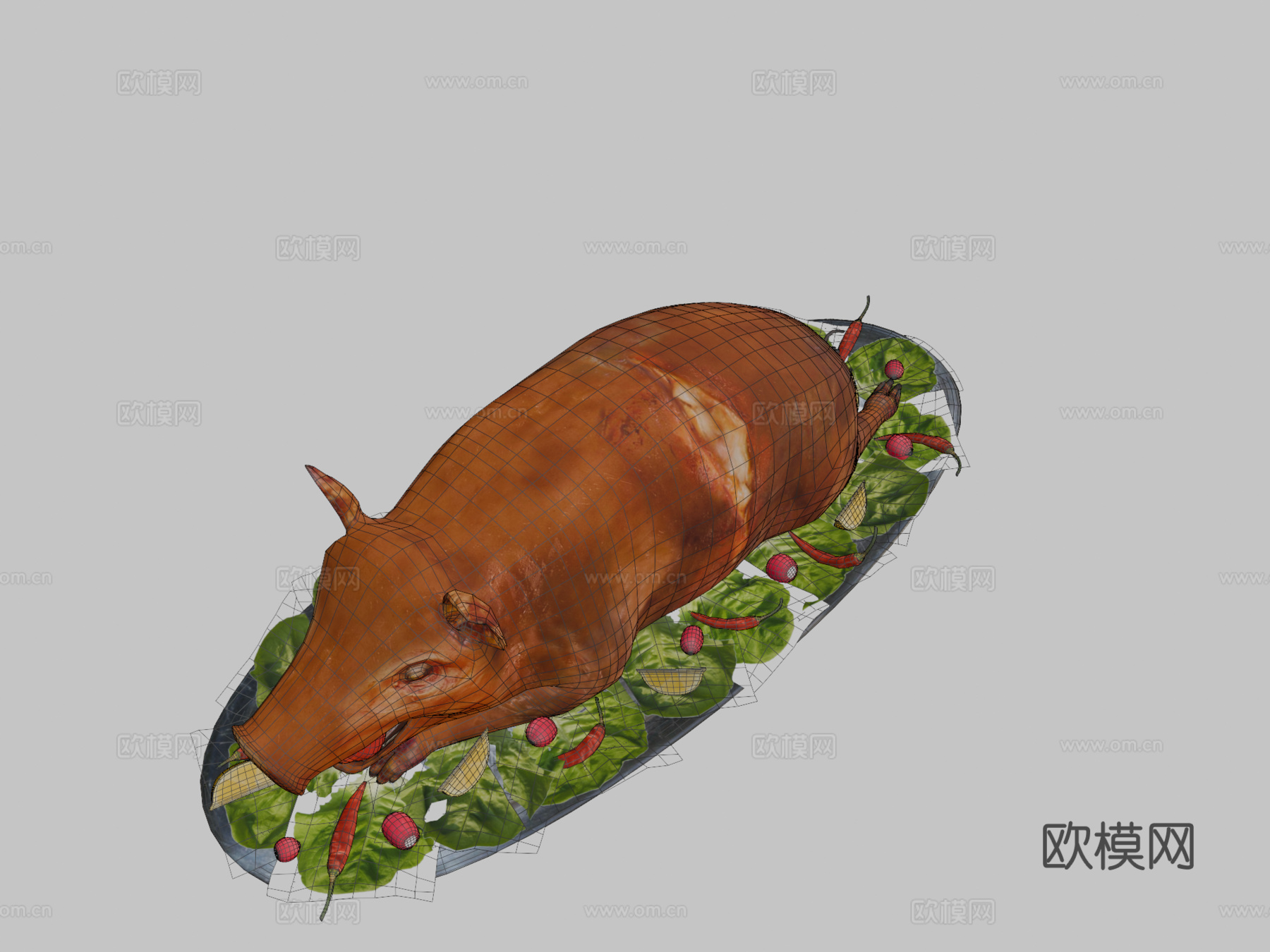烤全猪3d模型下载（渲染图2）