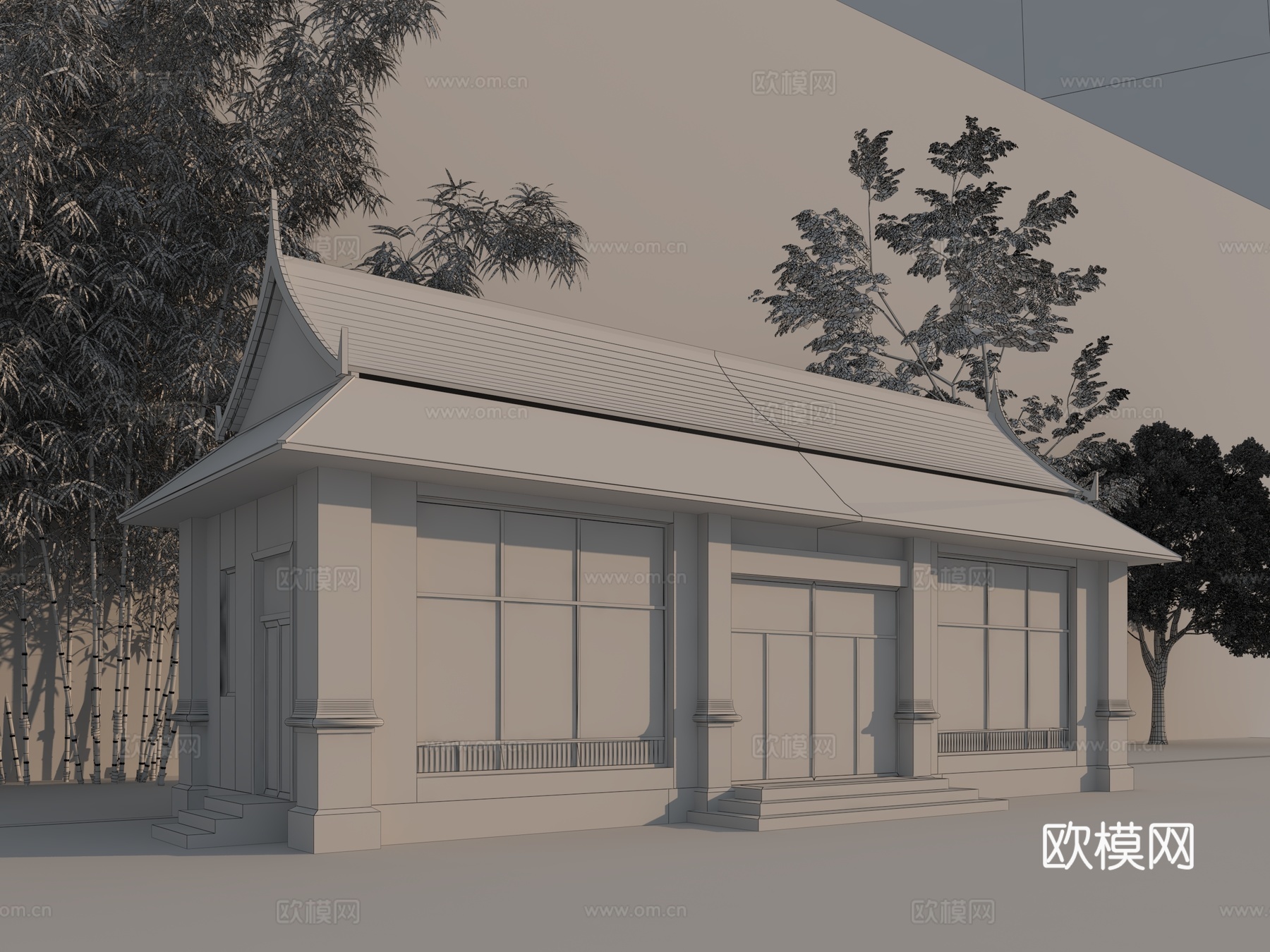 傣族风格超市3d模型下载（渲染图3）