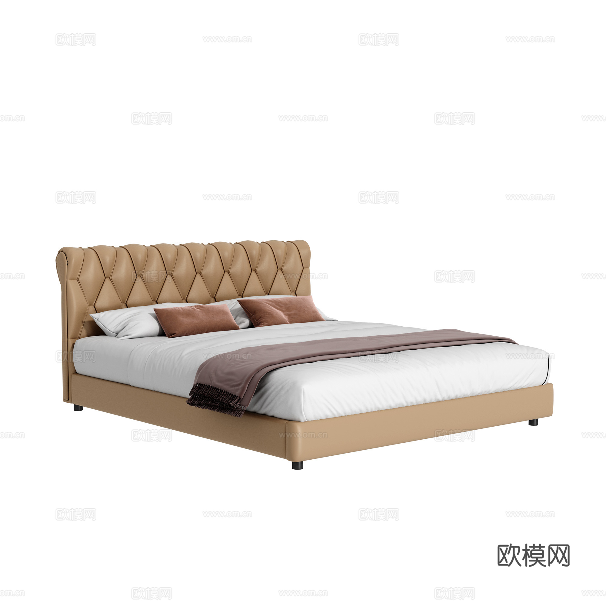 现代双人床3d模型下载