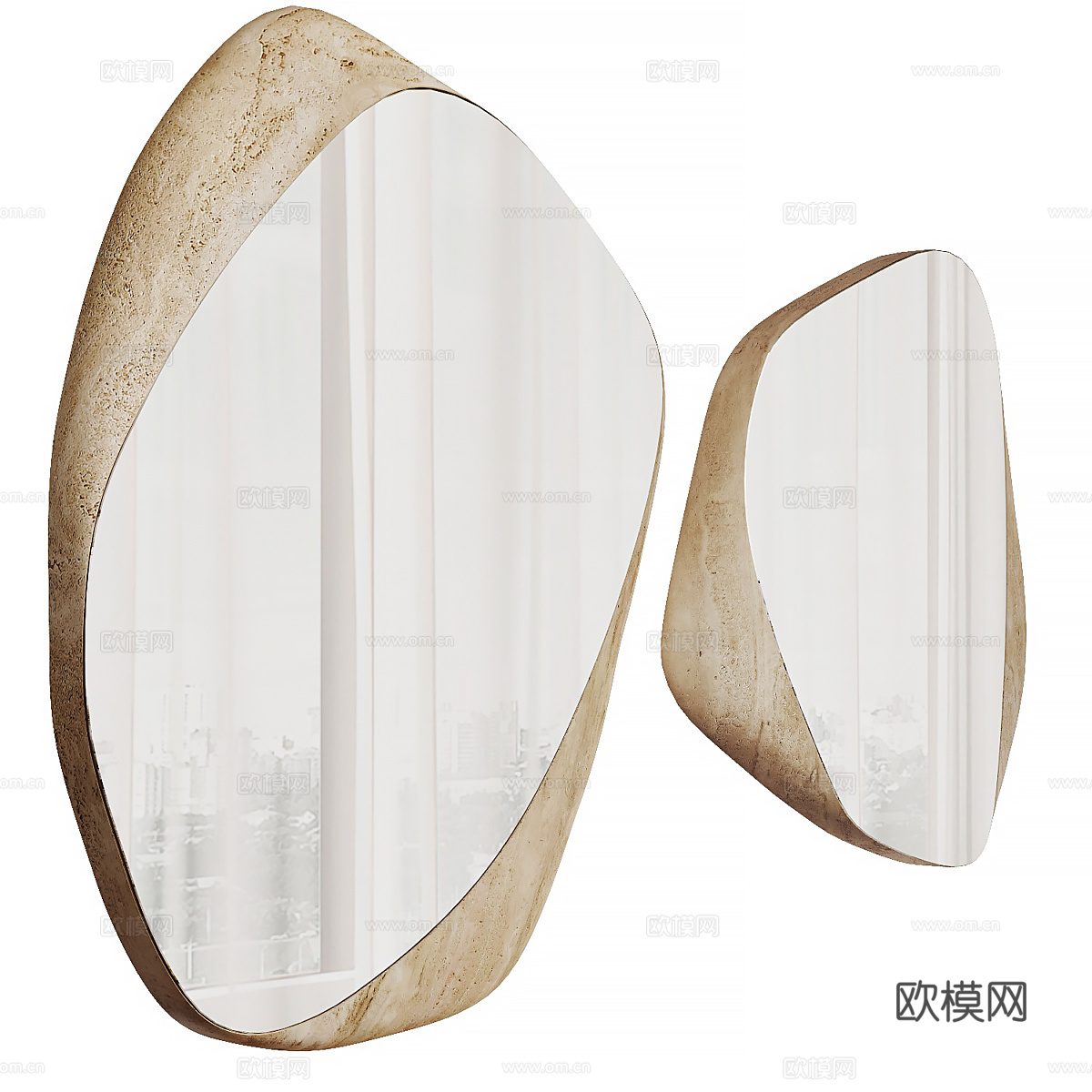 现代侘寂 KIRA 装饰镜子3d模型下载（渲染图2）