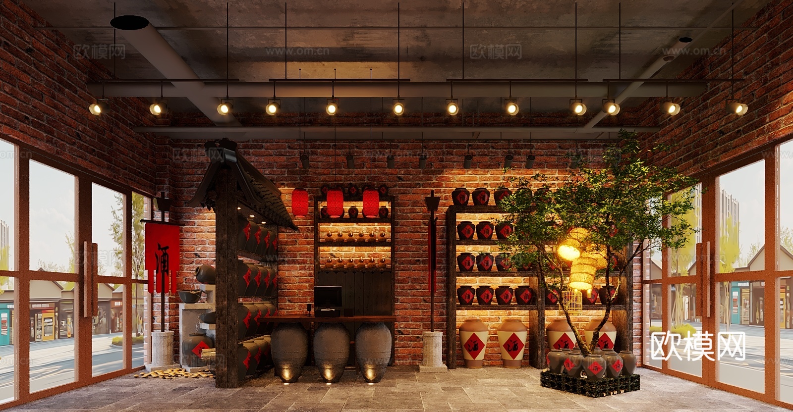 中式酒铺中式酒馆3d模型下载（渲染图2）