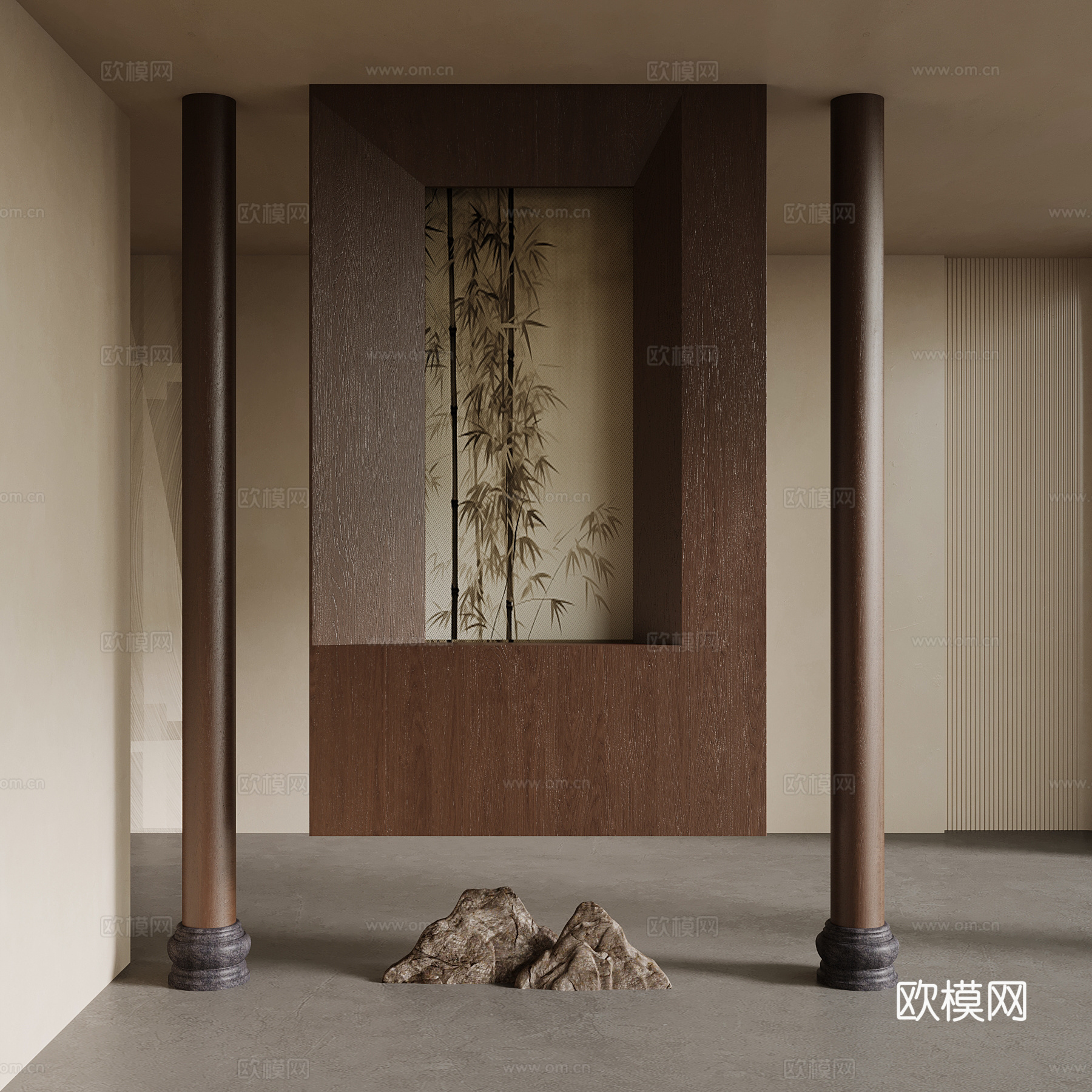 新中式玄关 入户玄关su模型