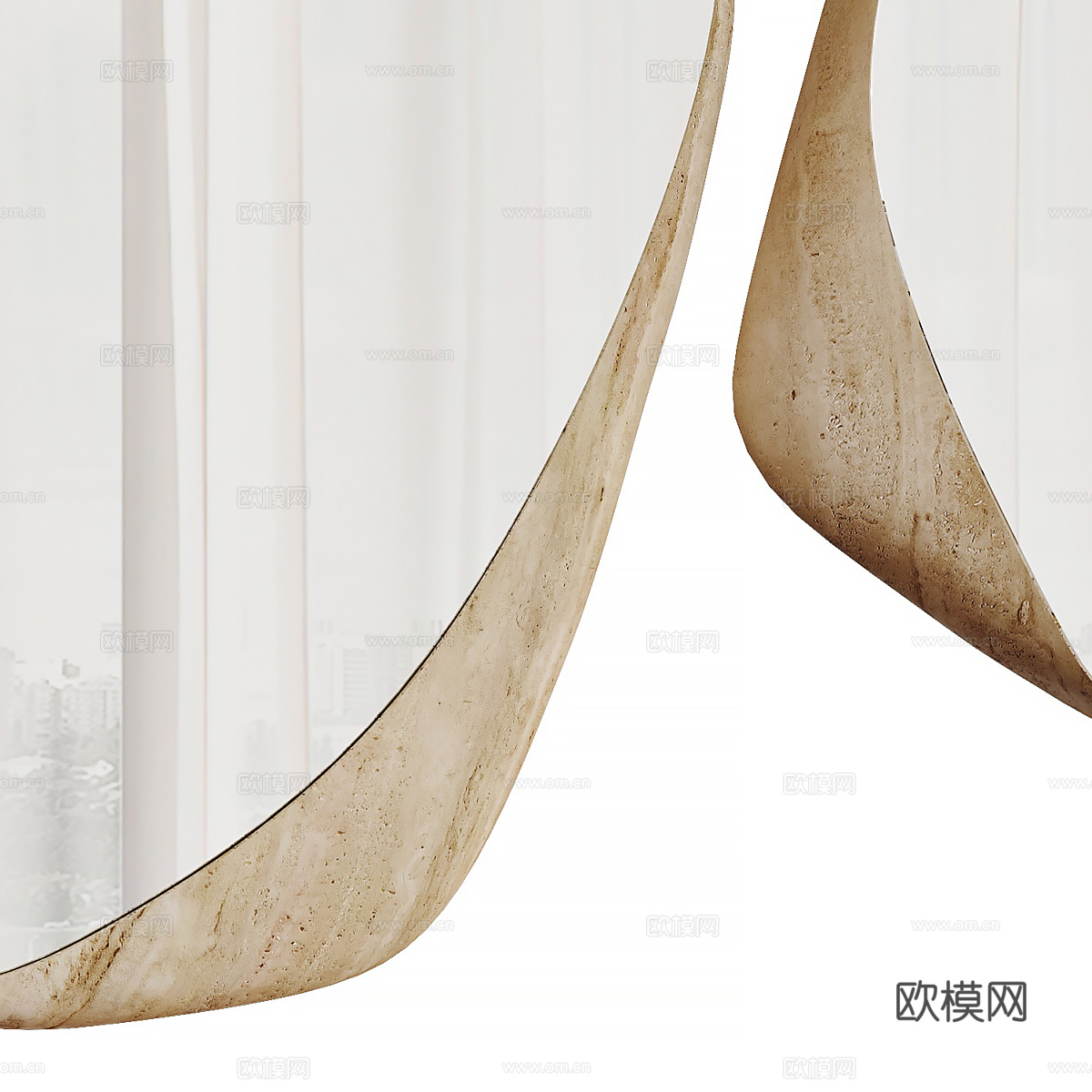 现代侘寂 KIRA 装饰镜子3d模型下载（渲染图3）