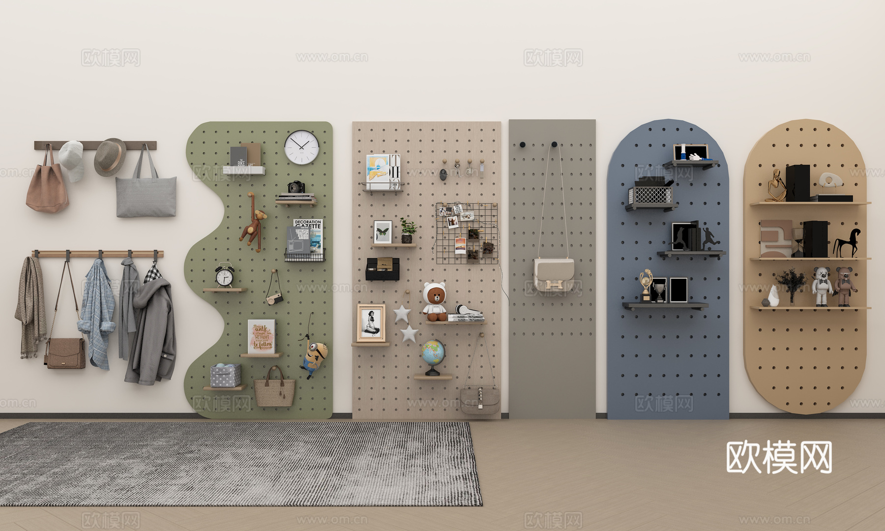 洞洞板  墙饰洞洞板  挂墙上洞洞板3d模型下载