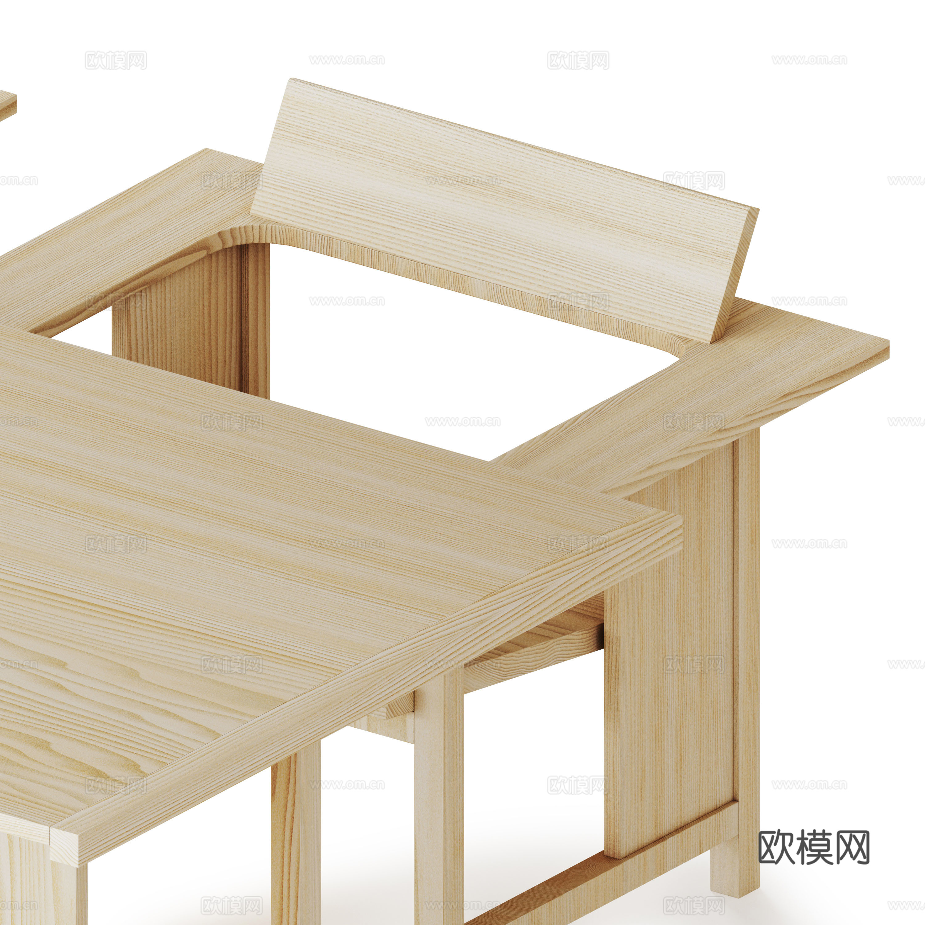 新中式原木风户外休闲桌椅3d模型下载（渲染图7）