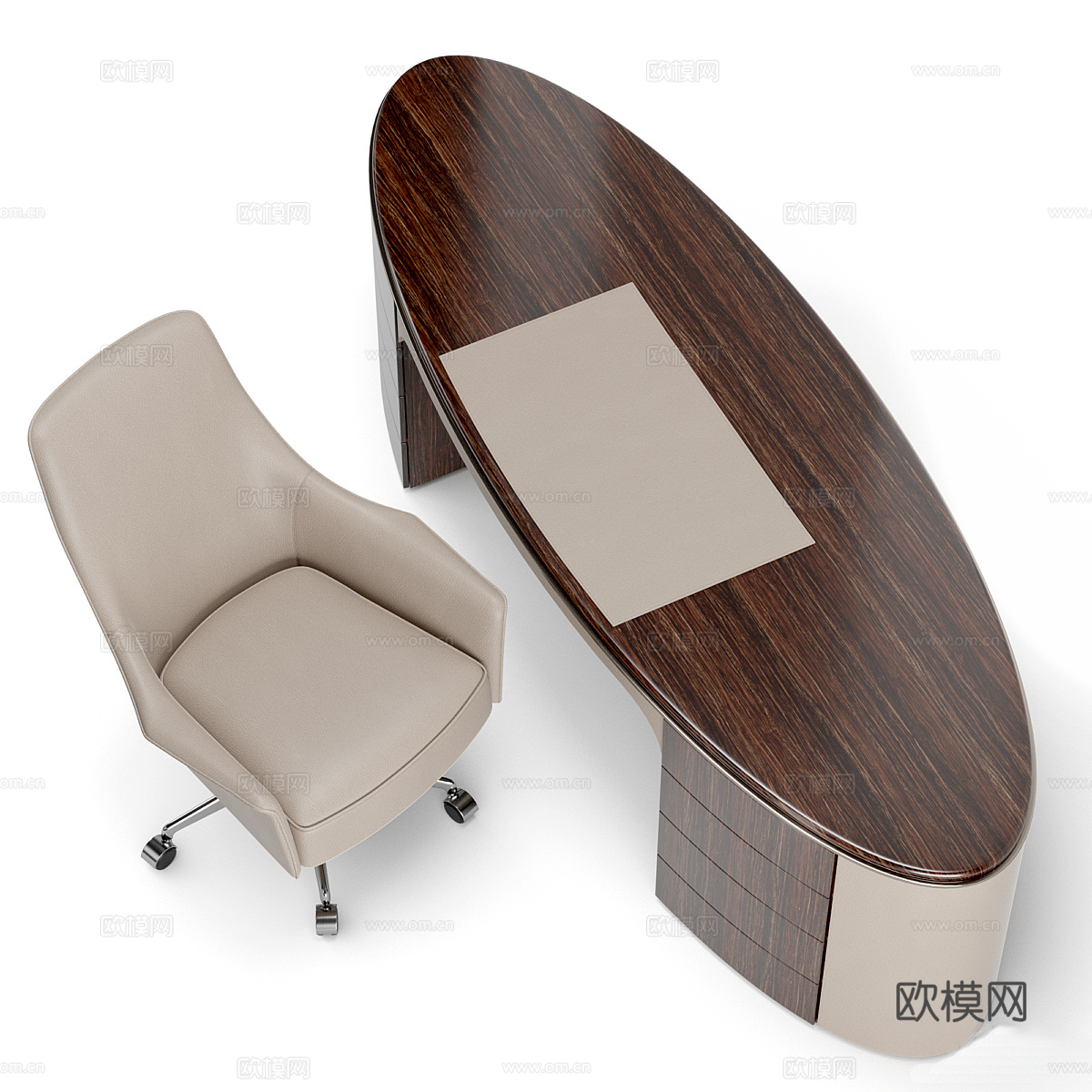现代意式办公桌椅3d模型下载（渲染图2）