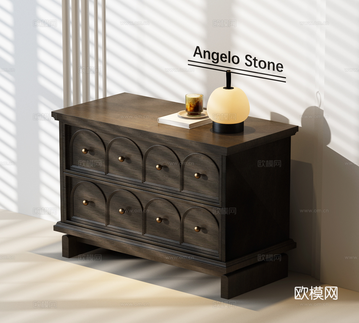 现代复古斗柜 法式复古床头柜 法式中古斗柜3d模型下载