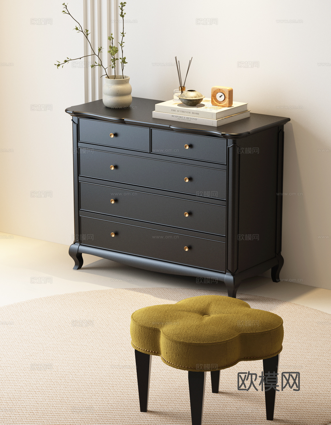 新中式斗柜3d模型下载