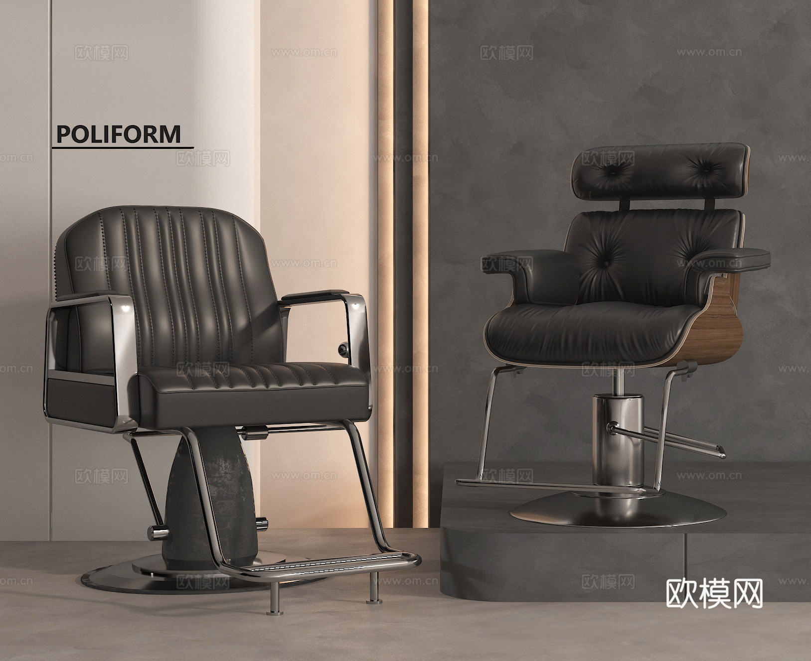 现代理发器材 理发椅子3d模型下载