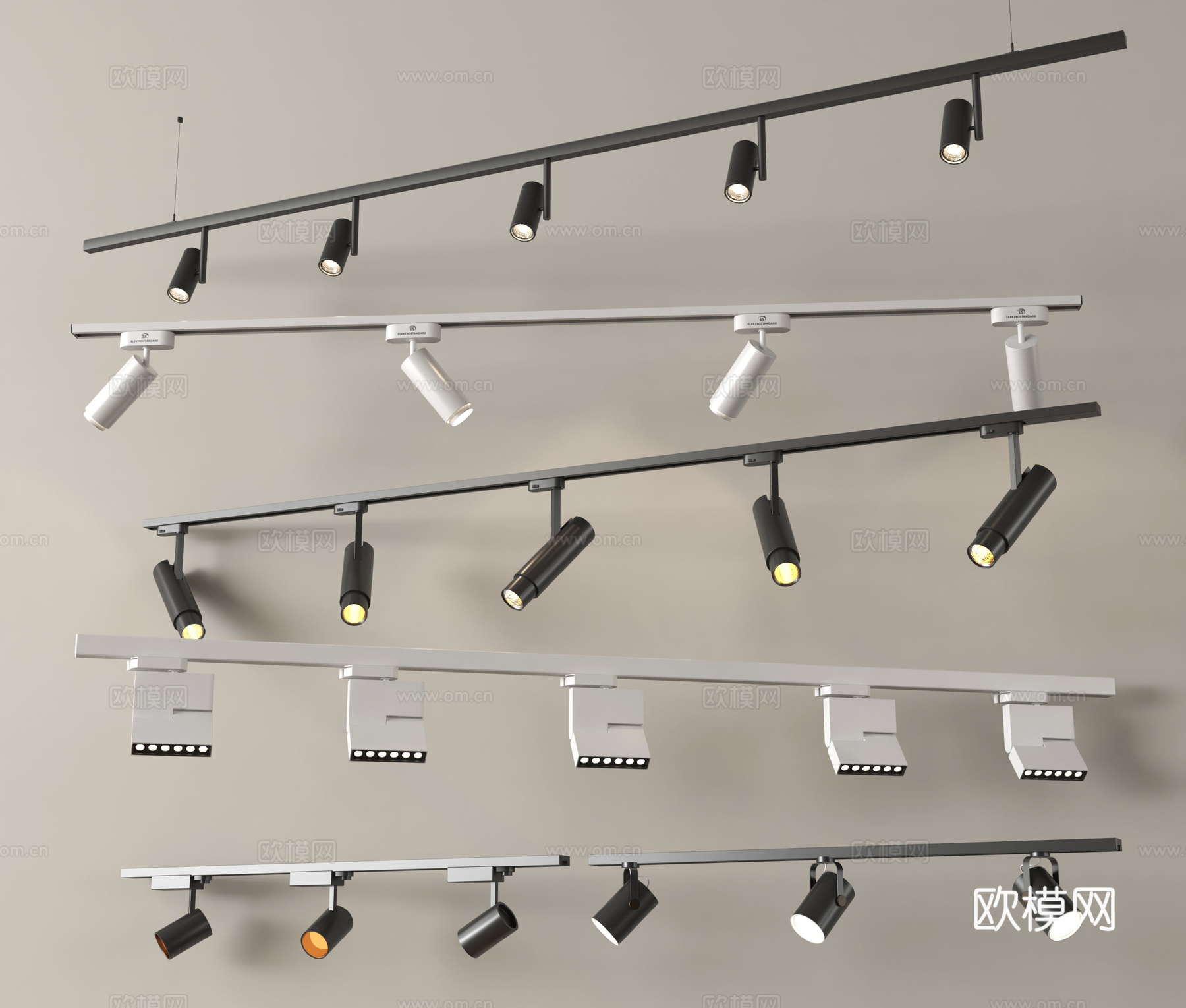 现代筒灯射灯 轨道式射灯3d模型下载