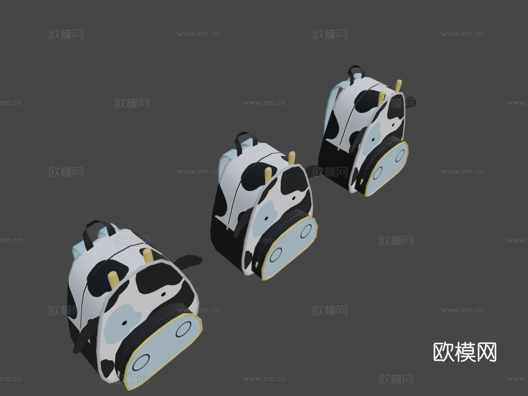 可爱低多边形奶牛背包3d模型下载（渲染图8）